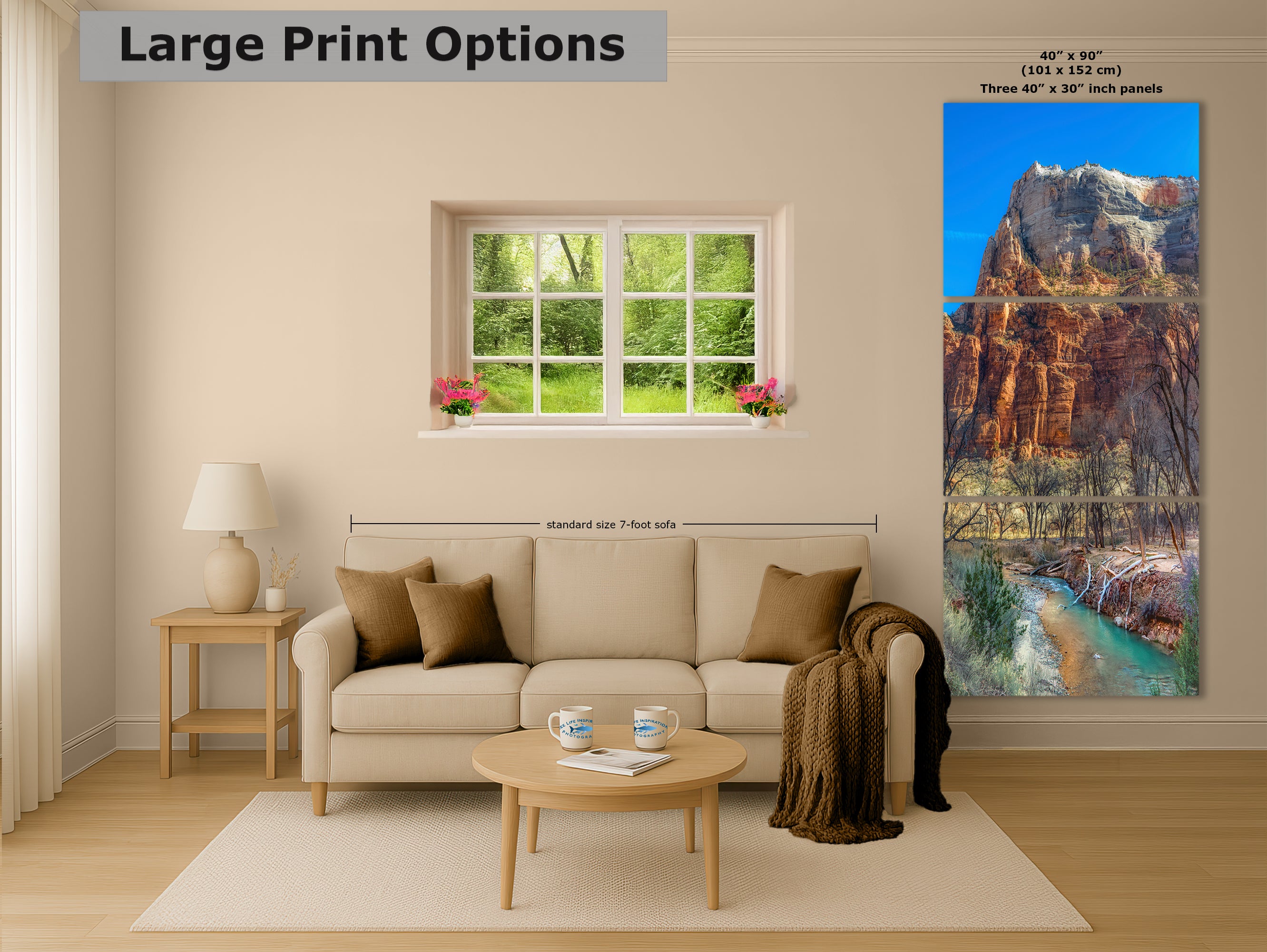 Zion National Park Southern Utah Desert Picture, Southwestern Wall Art, Relaxation Artwork Nature Photo for House Decor