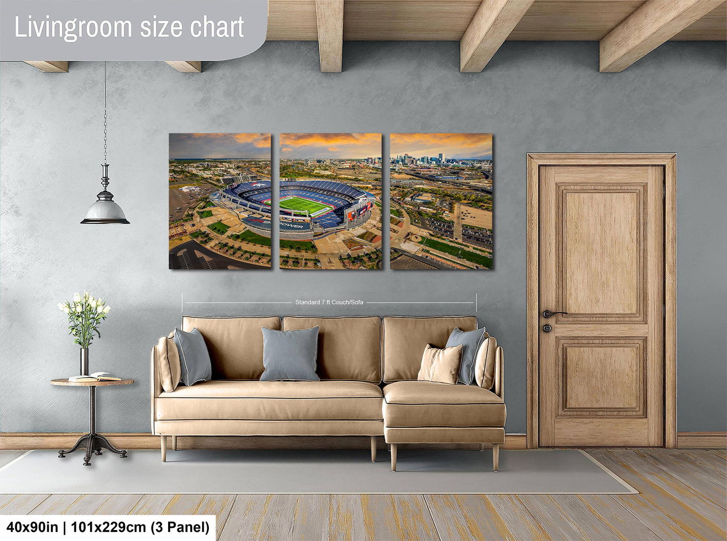 Denver Broncos Football Stadium | Mile High Stadium Denver Colorado Skyline Print | Sports Decor, Man Cave Art