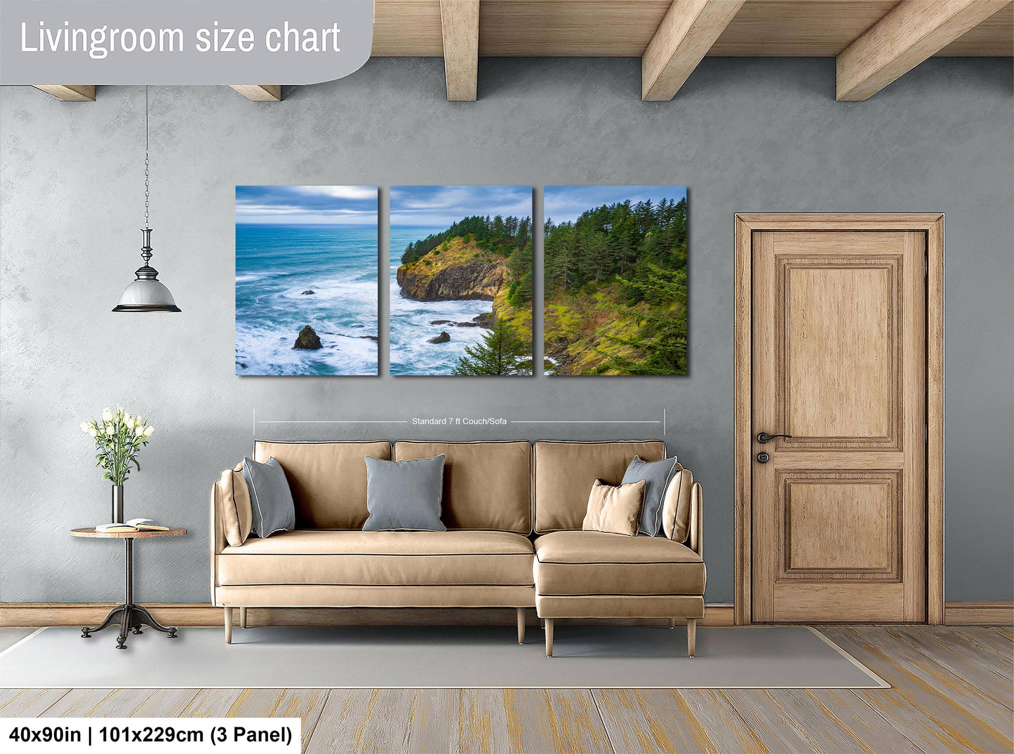 Oregon Coast Ocean Picture, Pacific Northwest Coastline Nature Photo Relaxation Artwork for Meditation, Apartment, Office & House Décor