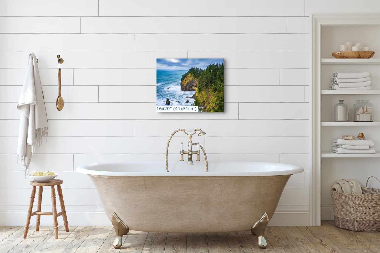 Oregon Coast Ocean Picture, Pacific Northwest Coastline Nature Photo Relaxation Artwork for Meditation, Apartment, Office & House Décor