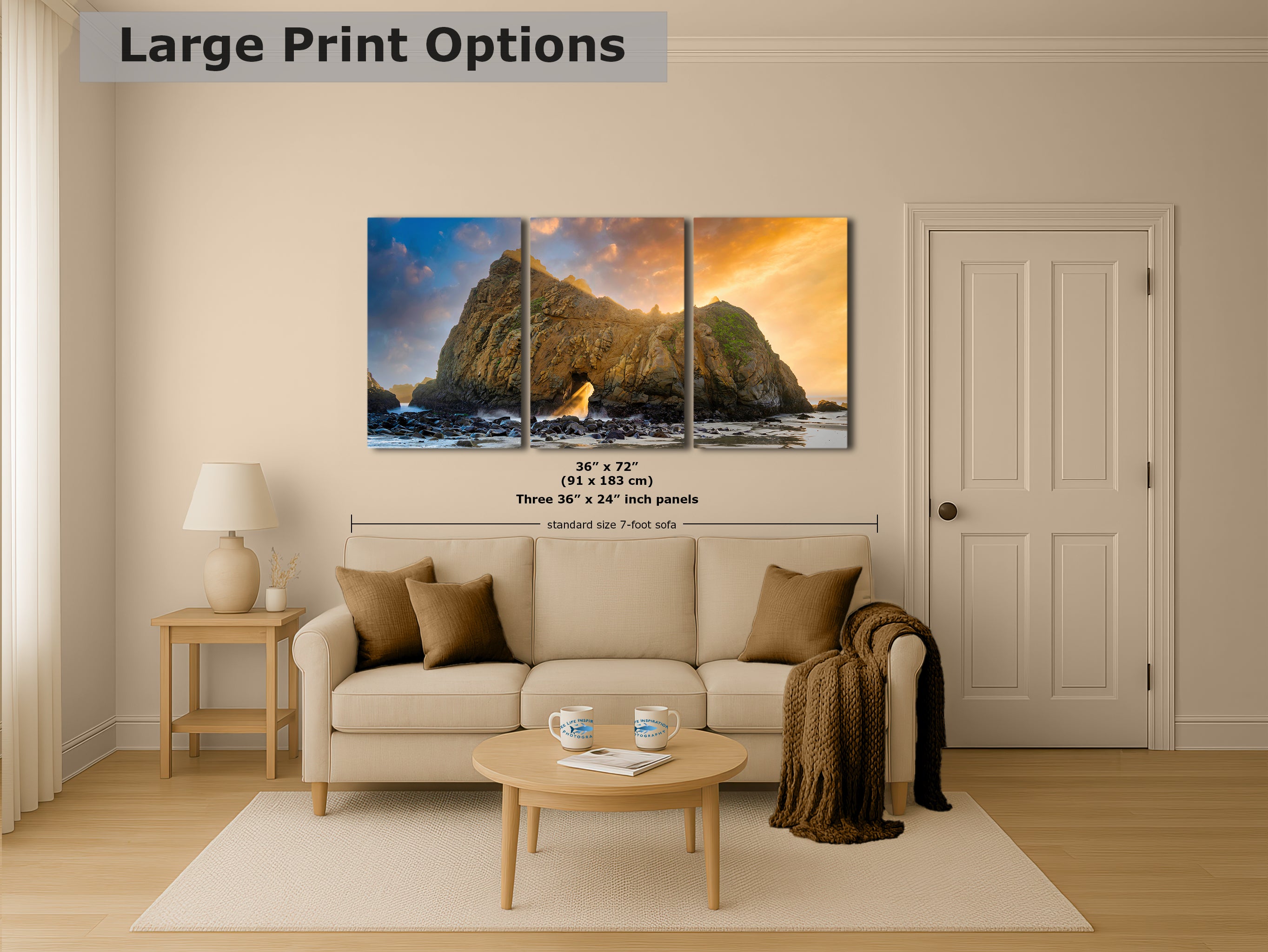 Pfeiffer Beach Big Sur California Coastline Ocean Picture Nature Photo of Keyhole Arch, Relaxation Artwork, Meditation, Office House Decor