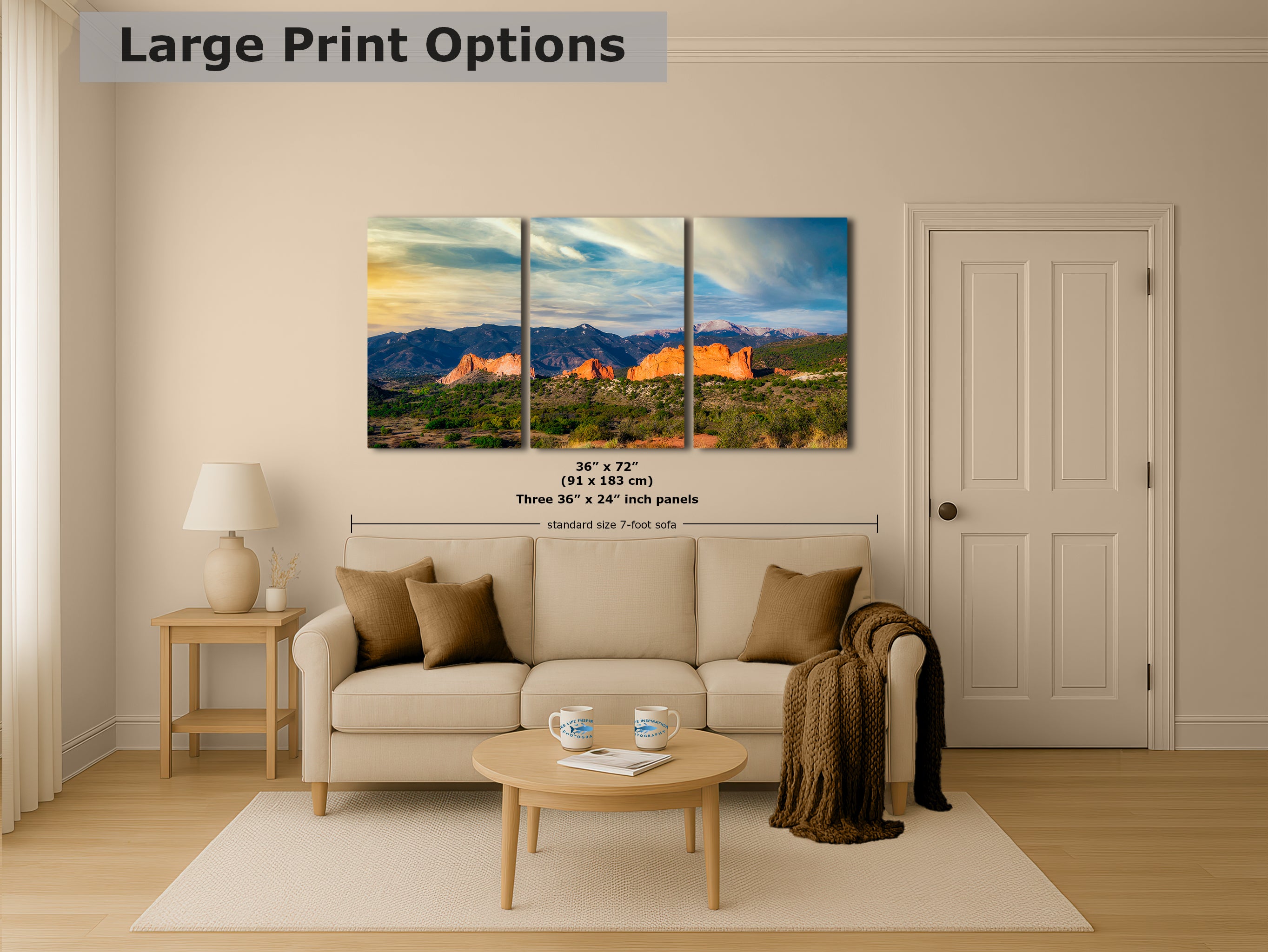 Garden of the Gods & Pikes Peak Colorado Mountain Picture Nature Photo, Rocky Mountain Relaxation Artwork for Meditation/Office/House Decor