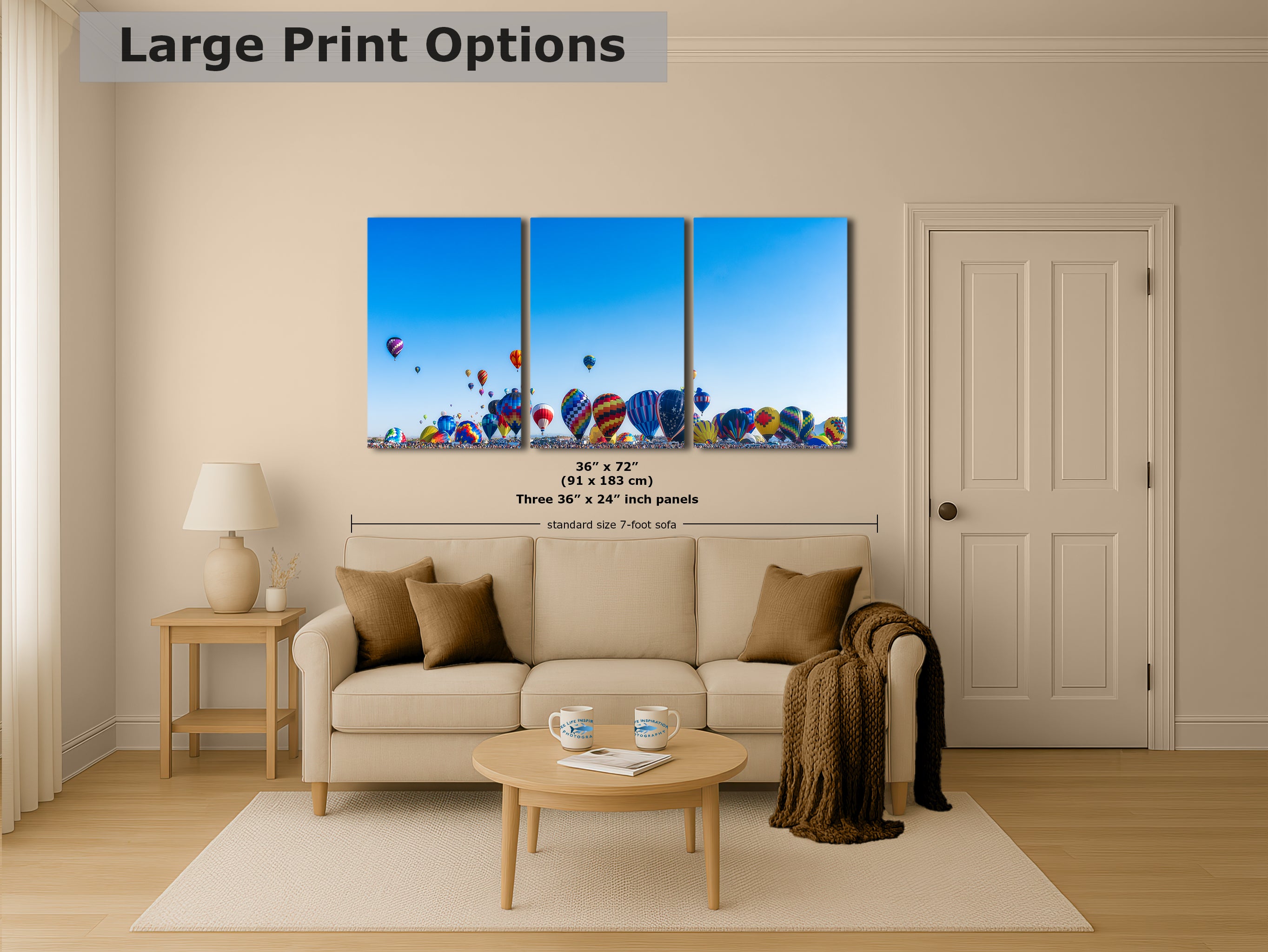 Hot Air Balloon Festival Mass Ascension Panorama Photo, Albuquerque New Mexico Balloon Fiesta Wall Art, Office, Cubicle & House Decor