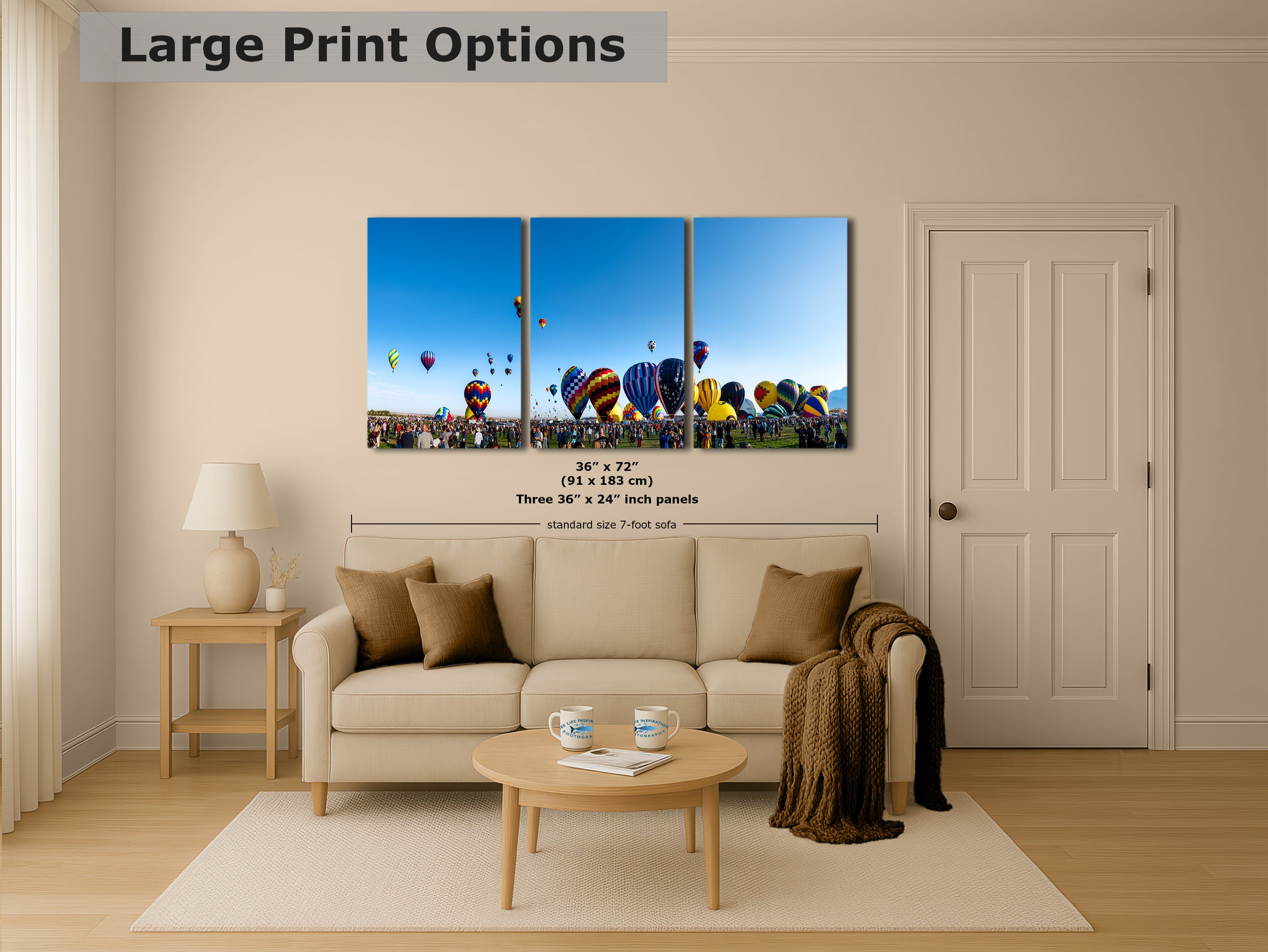 Hot Air Balloon Festival Mass Ascension Panorama Photo | Albuquerque New Mexico Balloon Fiesta Wall Art | Office, Cubicle & House Decor