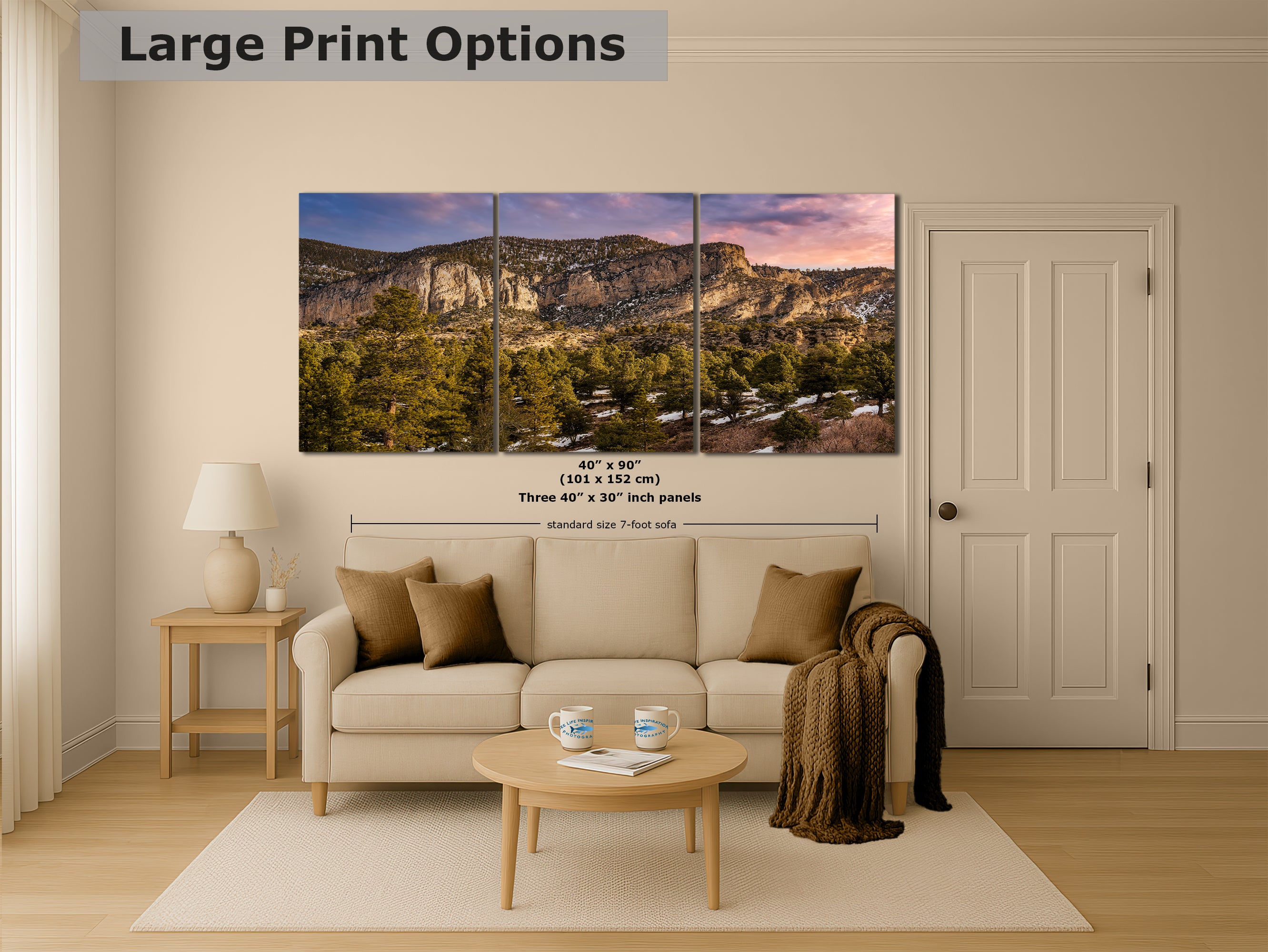 Mt Charleston Nevada Mountain Picture, Snowy Scenery Nature Photo Relaxation Artwork | Winter Landscape for Office, Dorm, Bohemian Decor
