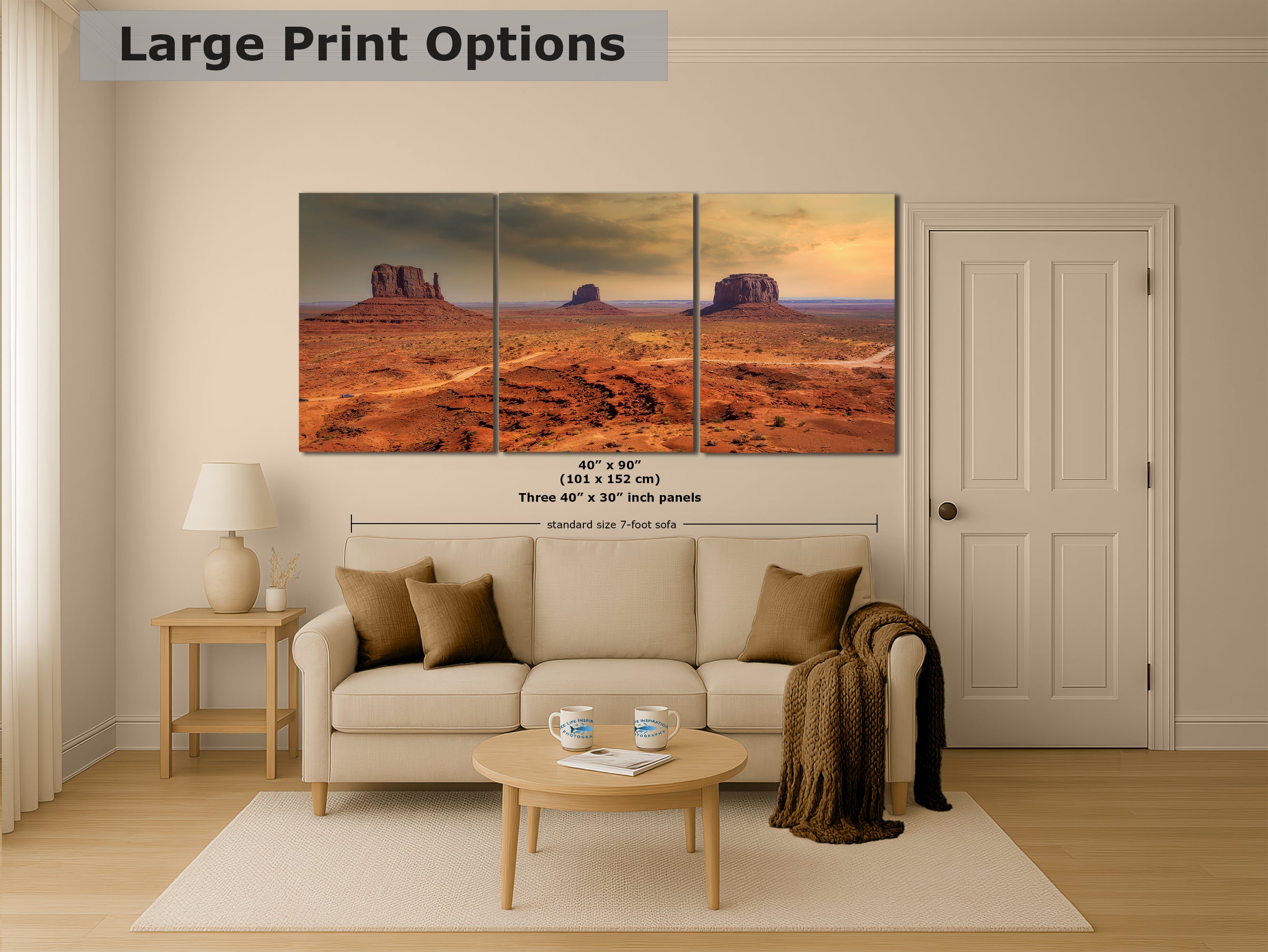 Monument Valley Arizona Desert Picture Stormy Nature Photo, Bohemian Style Relaxation Artwork for Meditation, Apartment, Office & House Decor