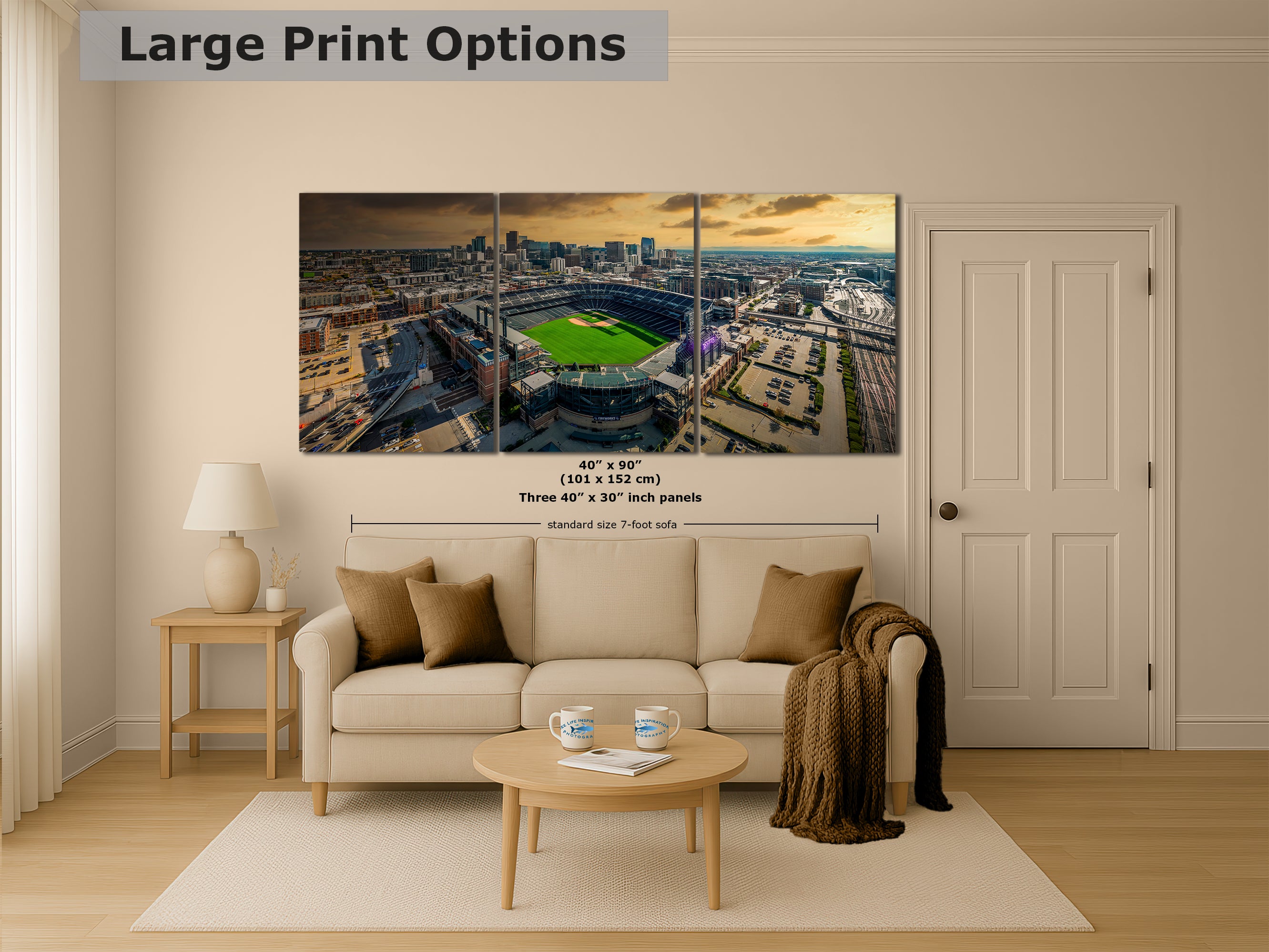 Colorado Rockies Baseball Stadium, Coors Field Denver Colorado Skyline Print for Man Cave Decor & Sports Fans