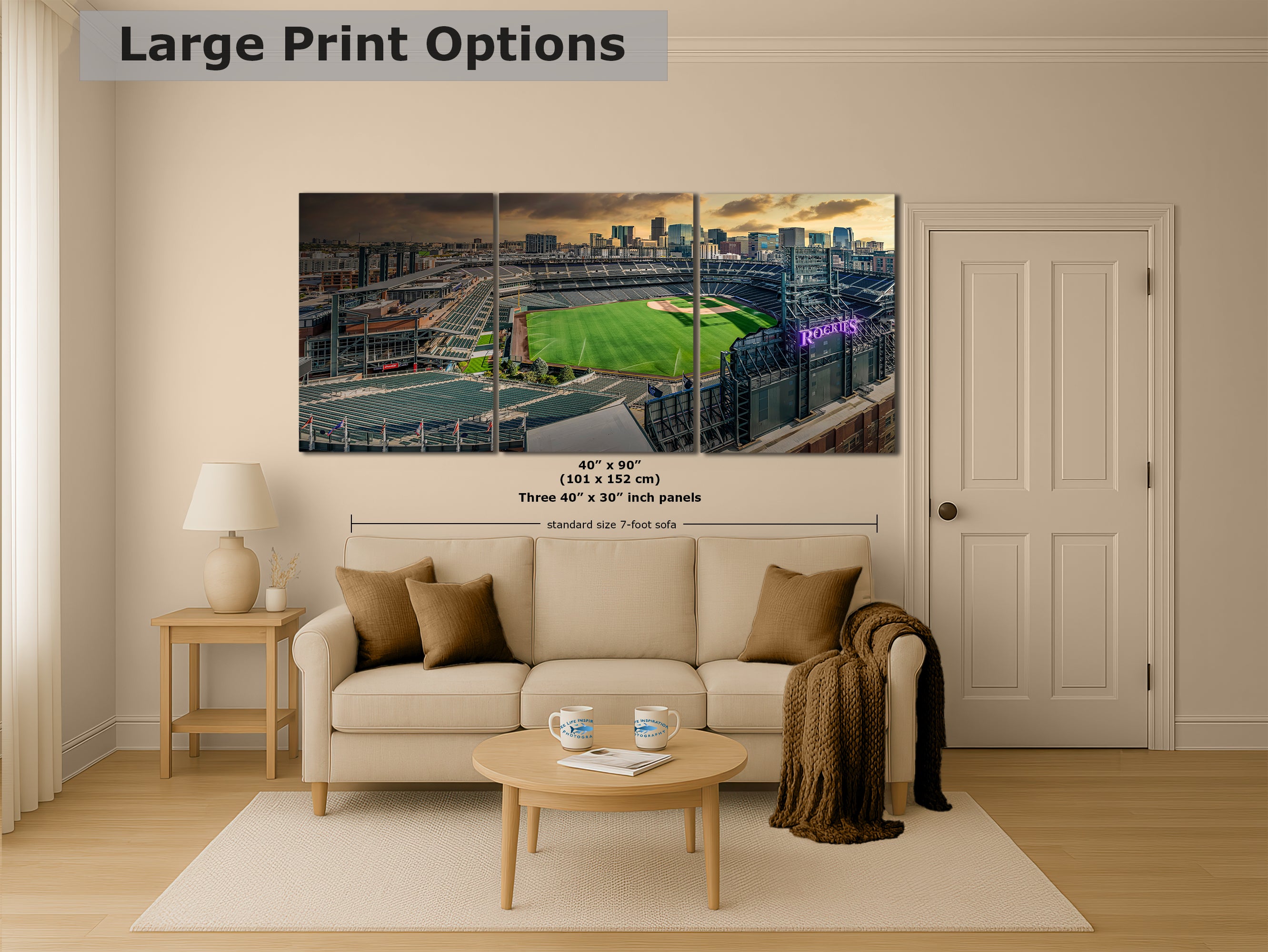 Colorado Rockies Baseball Stadium Wall Art | Coors Field Denver Colorado Skyline Print for Man Cave Decor & Sports Fans