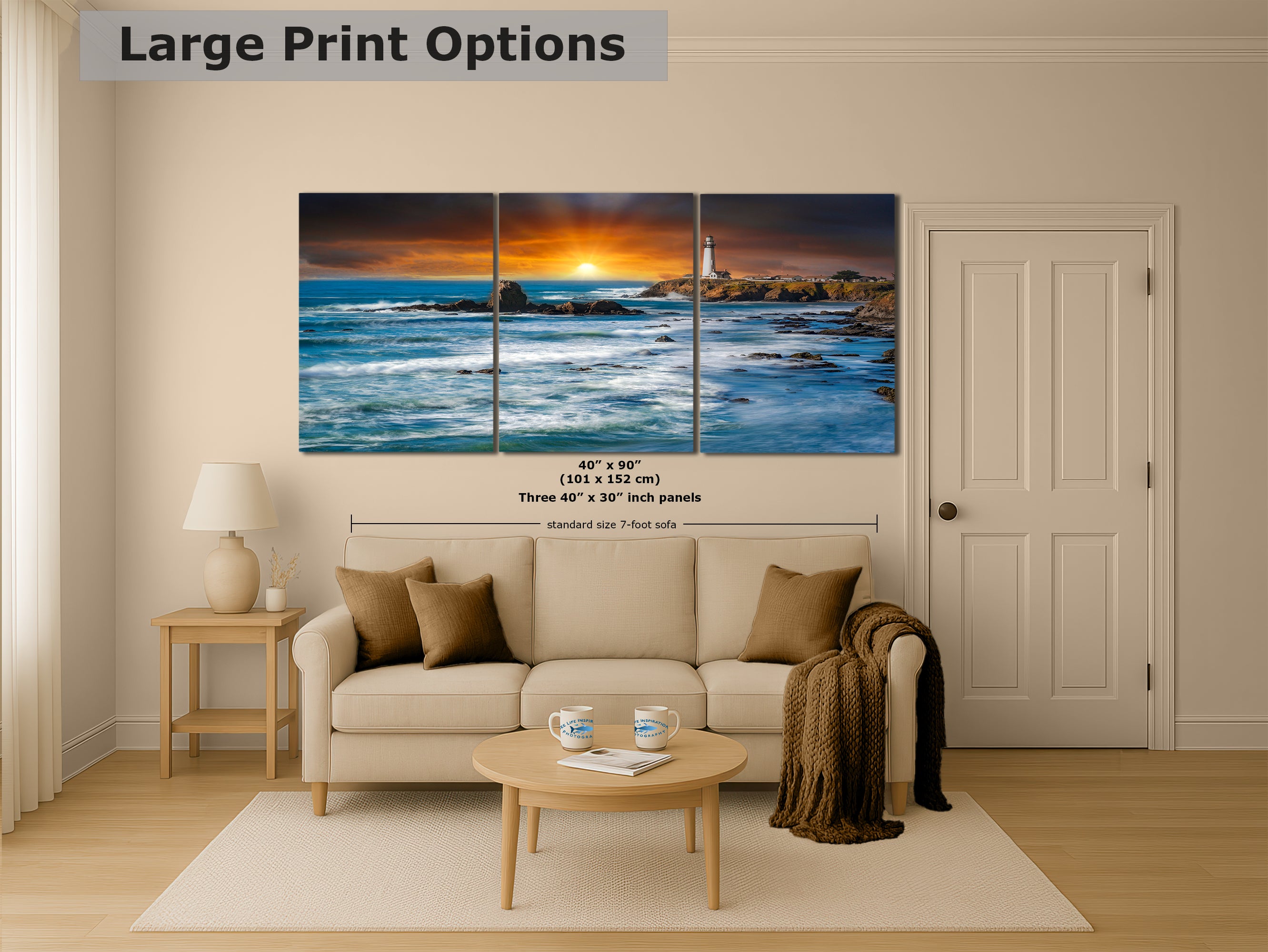 Pigeon Point Lighthouse Picture, California Coastline Ocean Picture, Relaxation Artwork Nature Photo for Meditation, Office, and House Decor