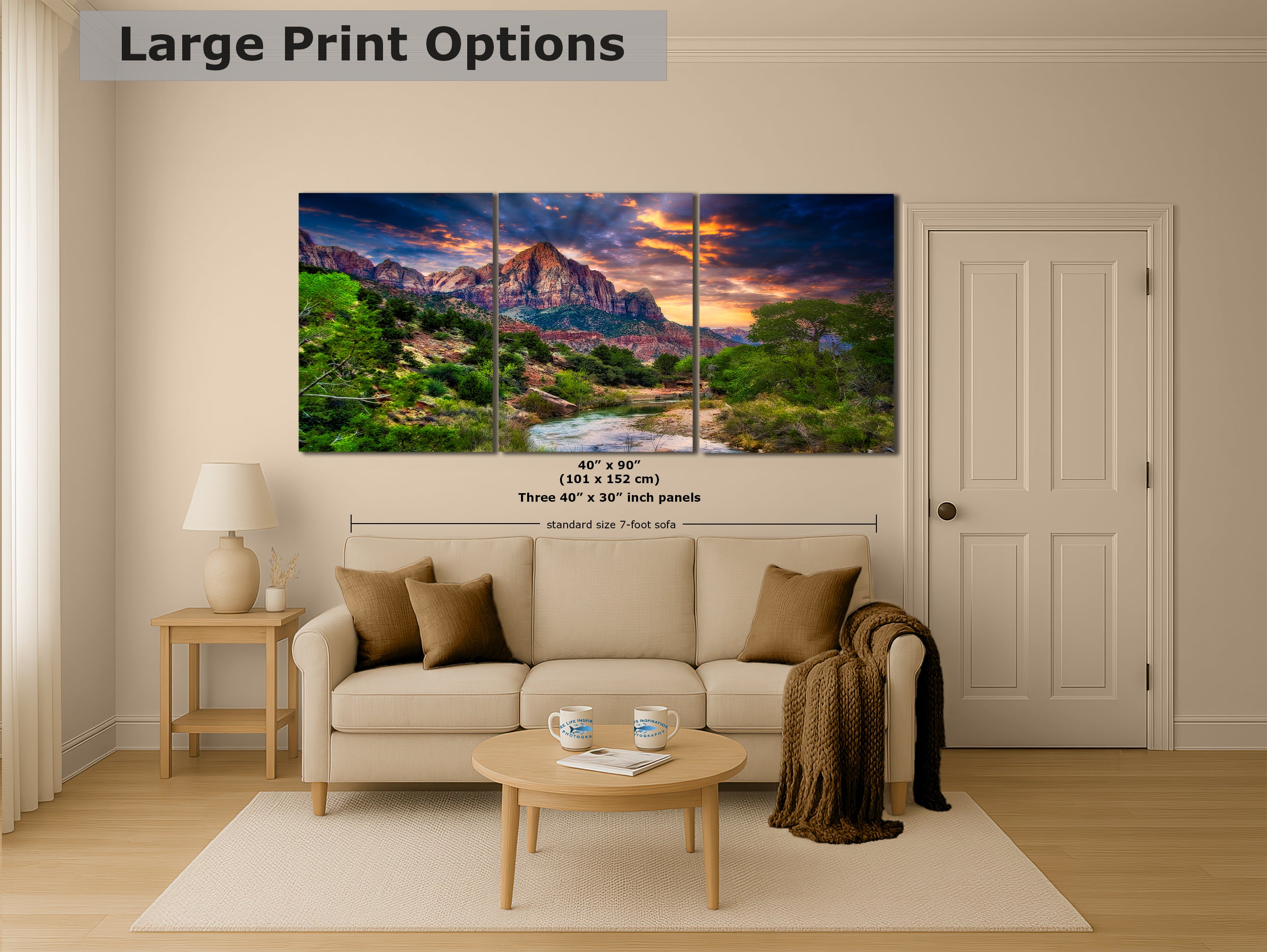 Zion National Park Art, Watchman Mountain Southwestern Desert Picture