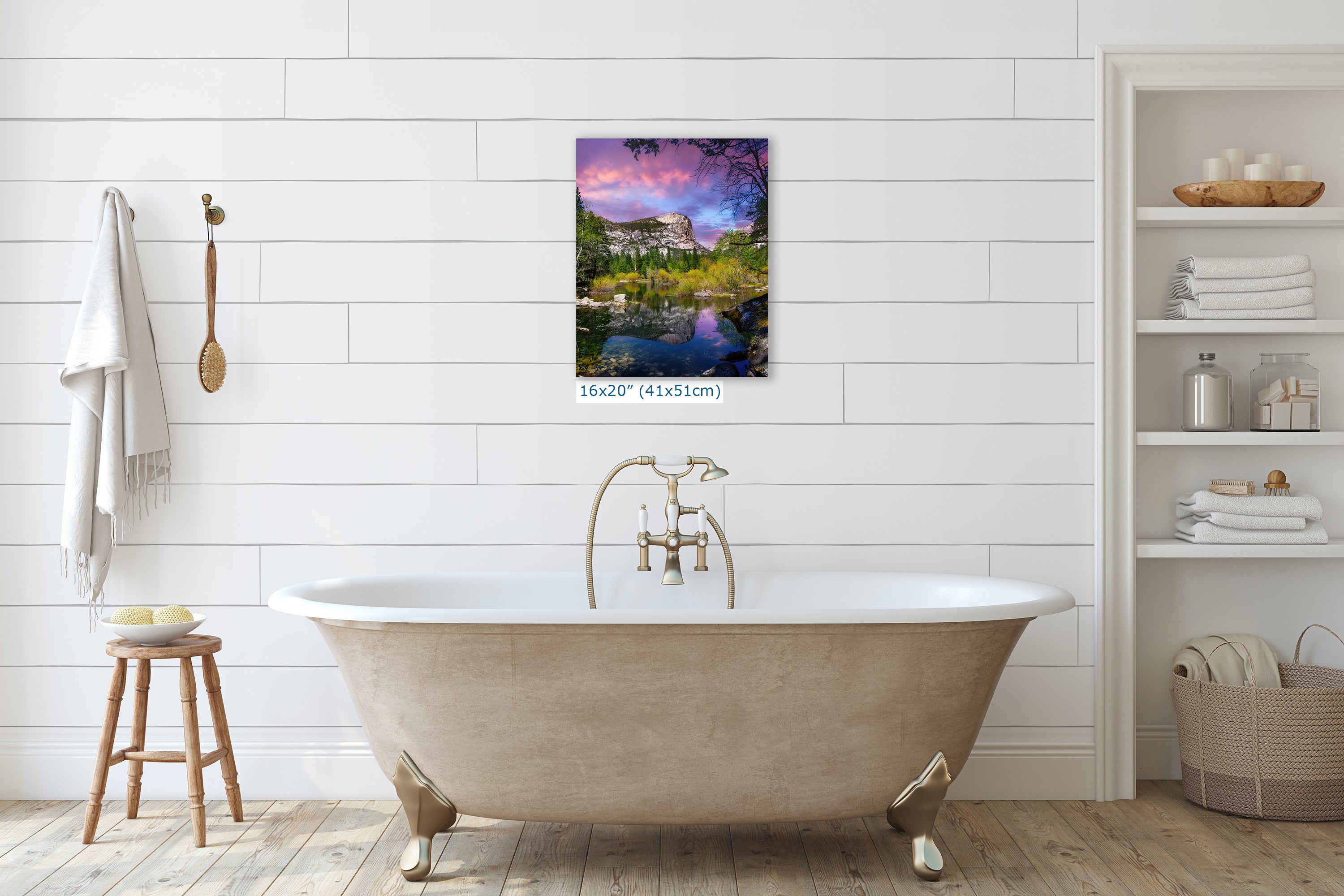 Mirror Lake Yosemite National Park Mountain Picture Nature Photo Relaxation Artwork of Mt. Watkins for Meditation, Office, and House Decor