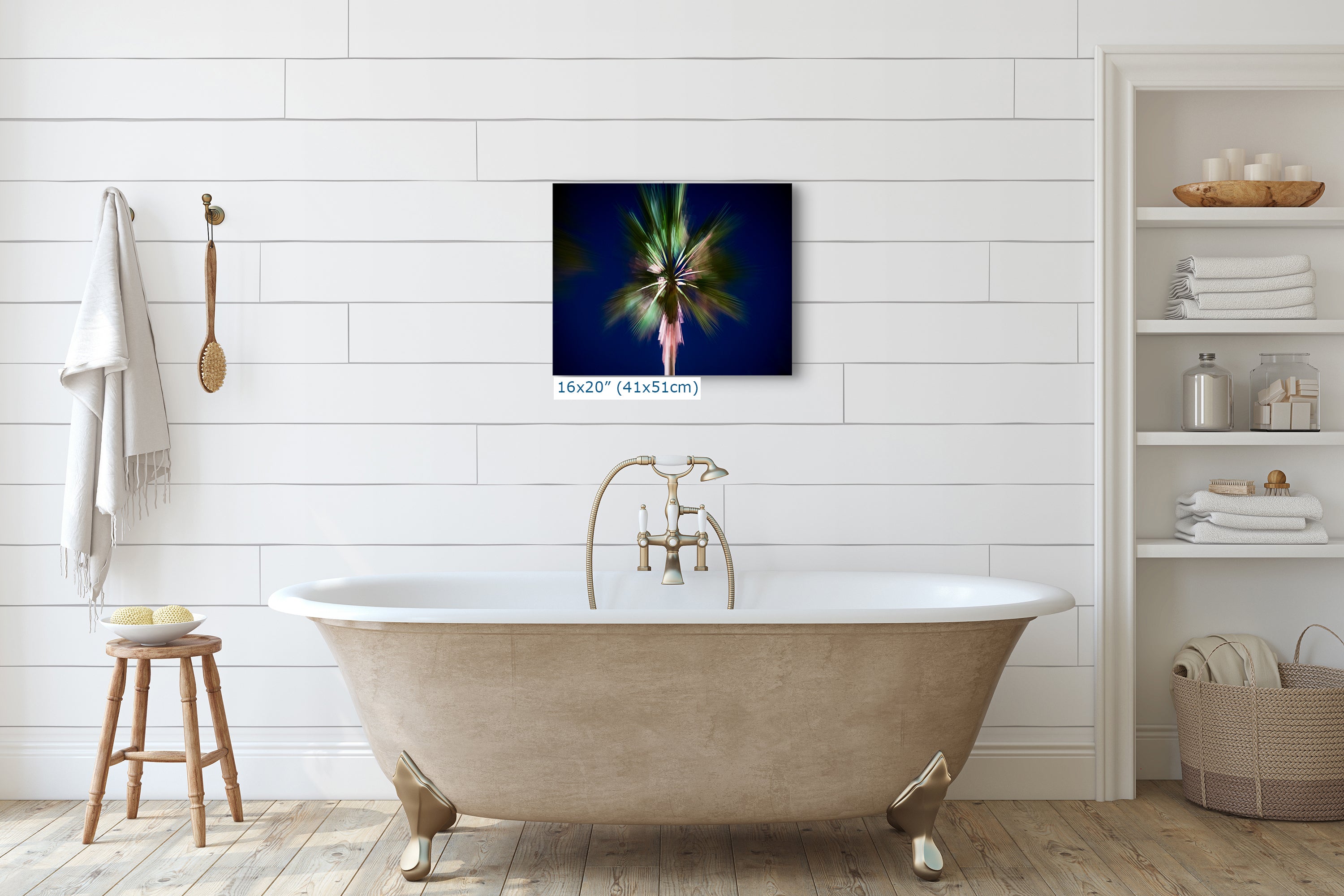 Palm Tree Forest Picture Impressionist Art Nature Photo Relaxation Artwork | Bohemian Style for Meditation, Office, & House Decor