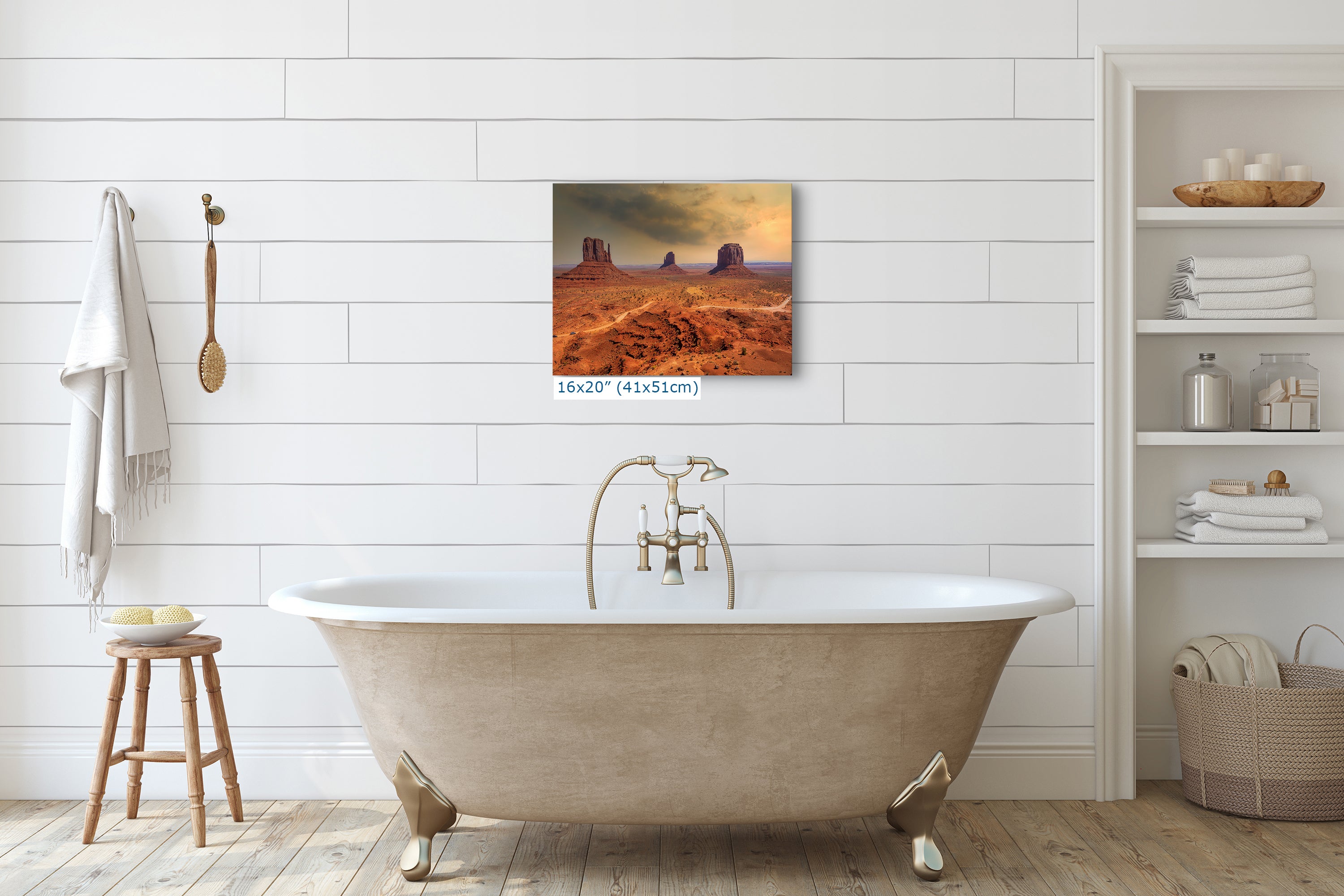 Monument Valley Arizona Desert Picture Stormy Nature Photo, Bohemian Style Relaxation Artwork for Meditation, Apartment, Office & House Decor