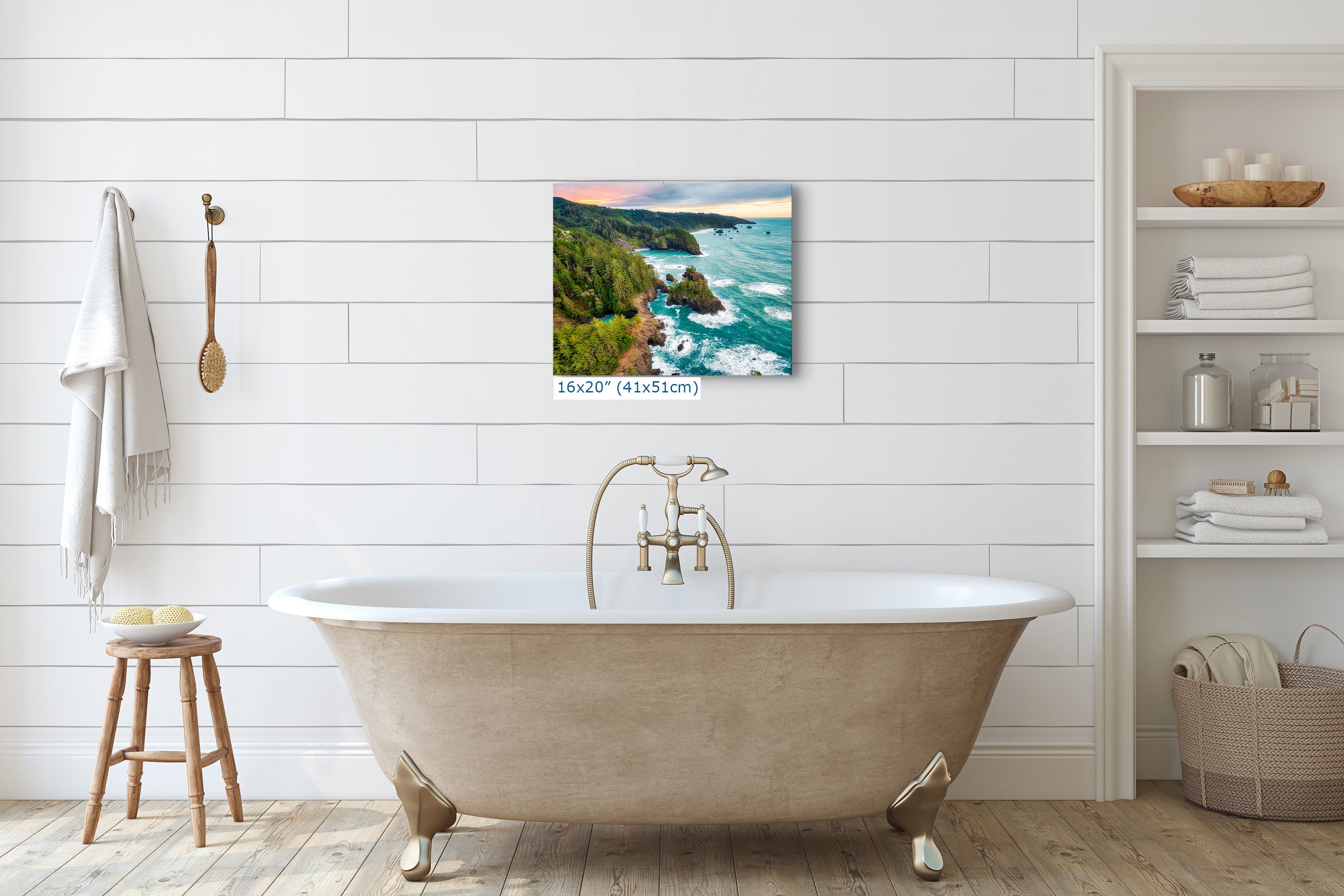 Oregon Coast Ocean Picture, Pacific Northwest Sunrise Nature Photo Relaxation Artwork for Meditation, Apartment, Office & House Decor