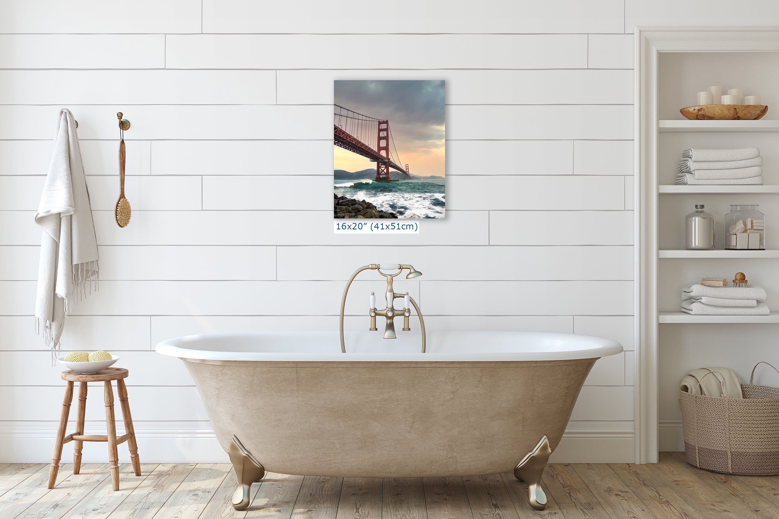 San Francisco Golden Gate Bridge Picture - California Coastline Giant Canvas Print for House Decor & Housewarming