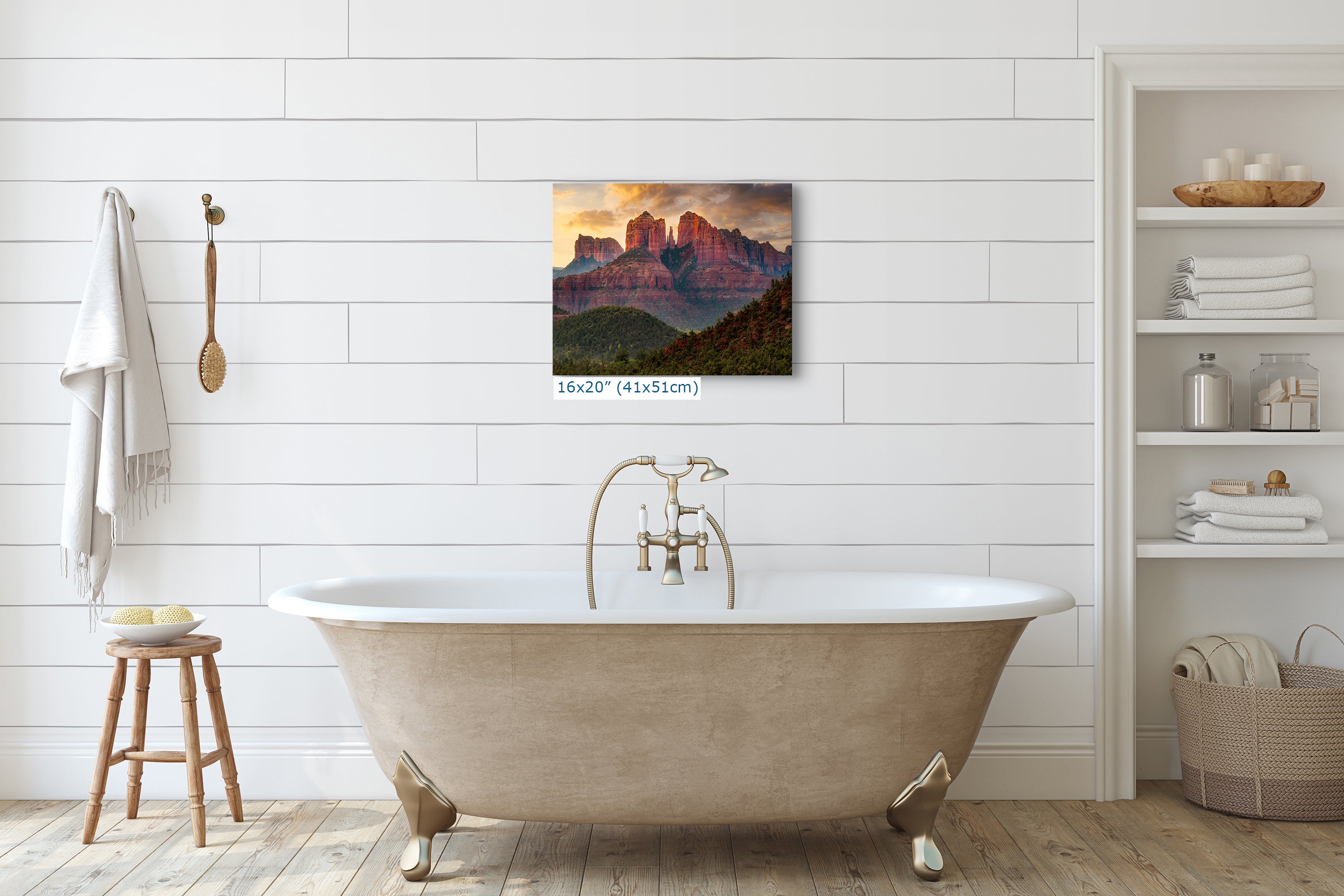 Cathedral Rock, Moody Sedona Arizona Desert Picture Nature Photo Relaxation Artwork for Meditation, Office, and House Decor
