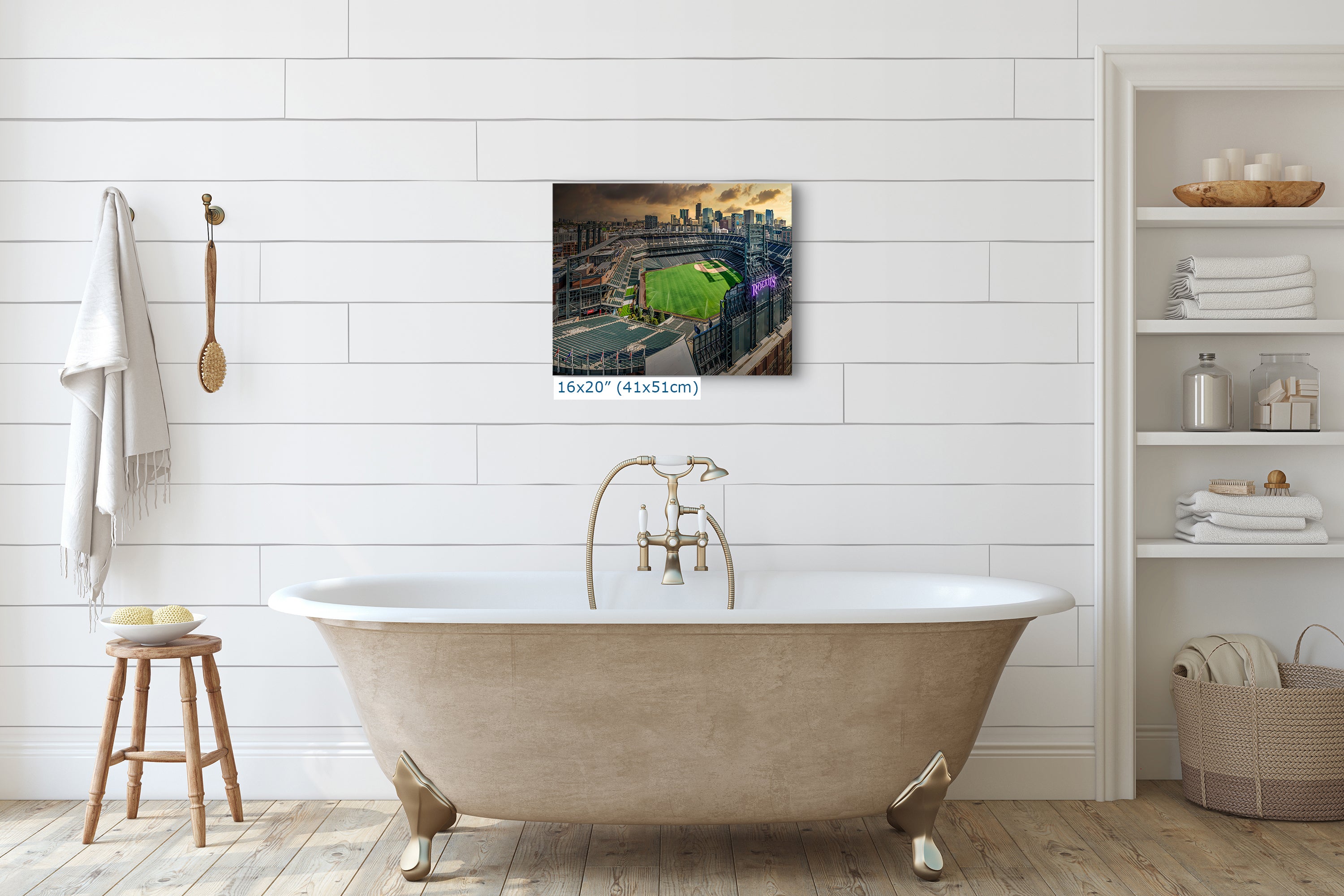 Colorado Rockies Baseball Stadium Wall Art | Coors Field Denver Colorado Skyline Print for Man Cave Decor & Sports Fans