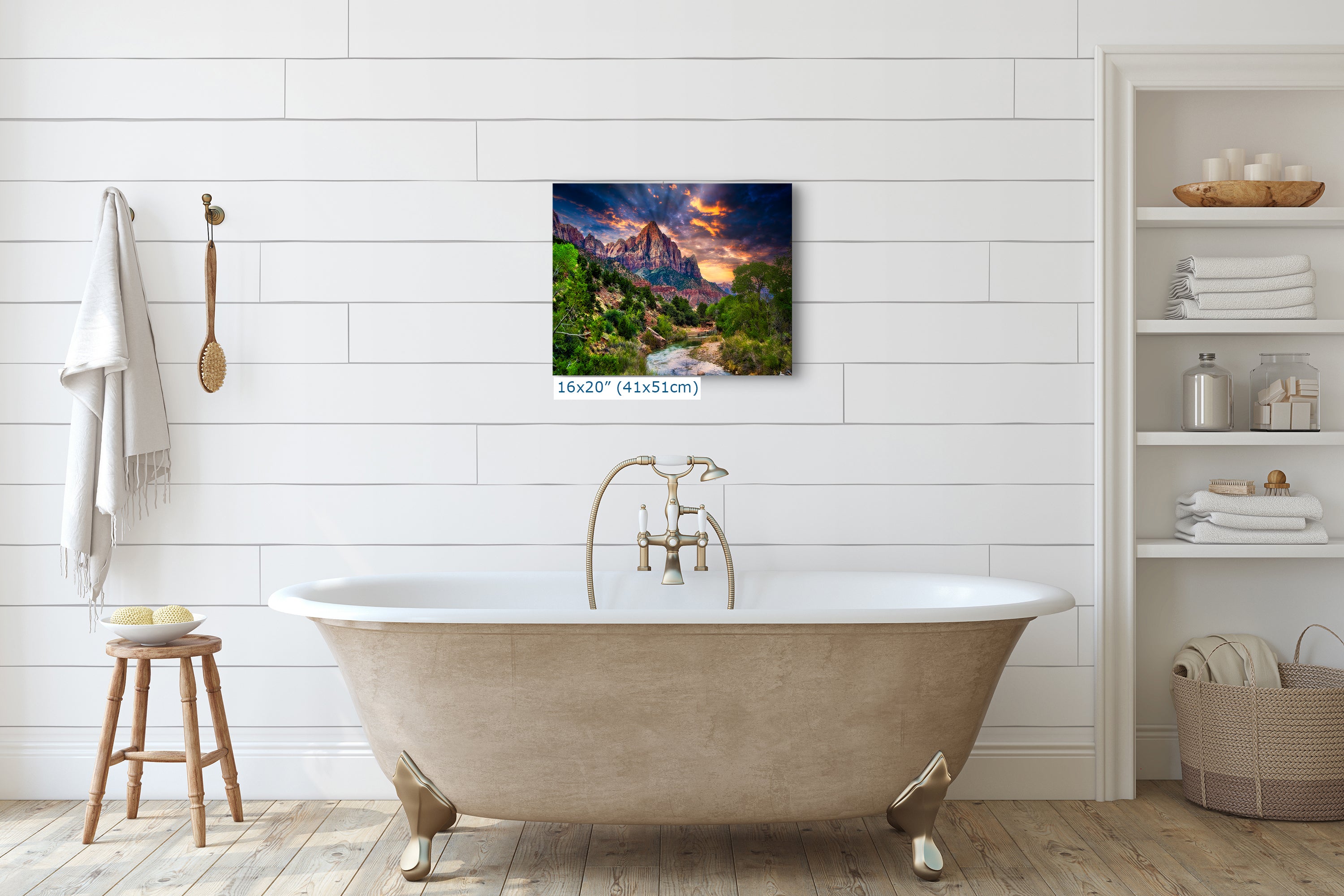 Zion National Park Art, Watchman Mountain Southwestern Desert Picture