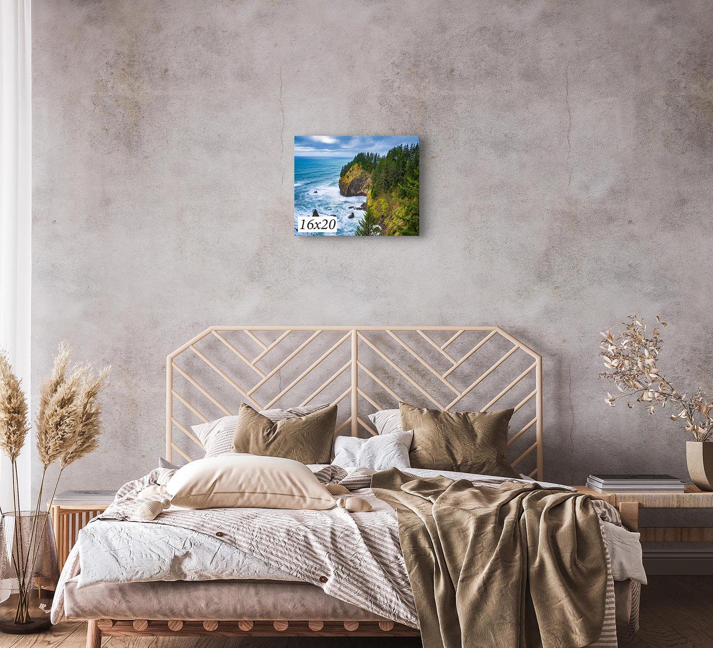 Oregon Coast Ocean Picture, Pacific Northwest Coastline Nature Photo Relaxation Artwork for Meditation, Apartment, Office & House Décor