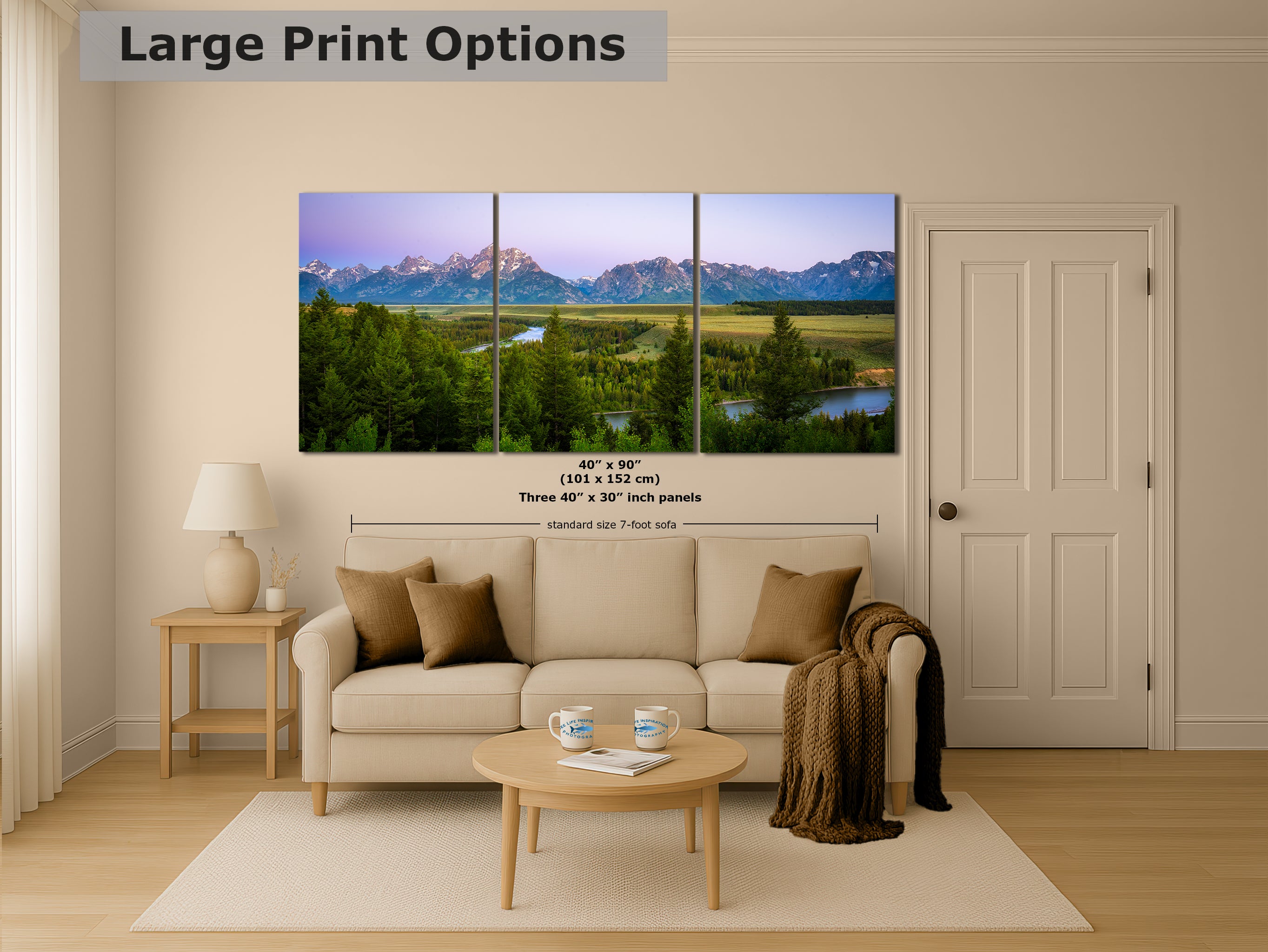 Grand Teton National Park Mountain Picture Panorama Nature Photo, Rustic Wall Art, Jackson Hole Scenery, Bohemian Decor