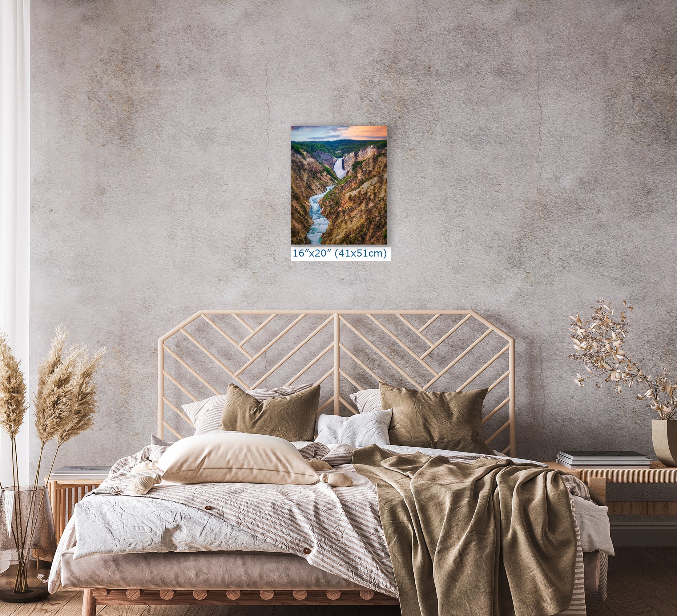 Yellowstone Falls National Park Canyon Waterfall Picture Nature Photo Relaxation Artwork Bohemian Style Wyoming Landscape, Meditation & House Decor