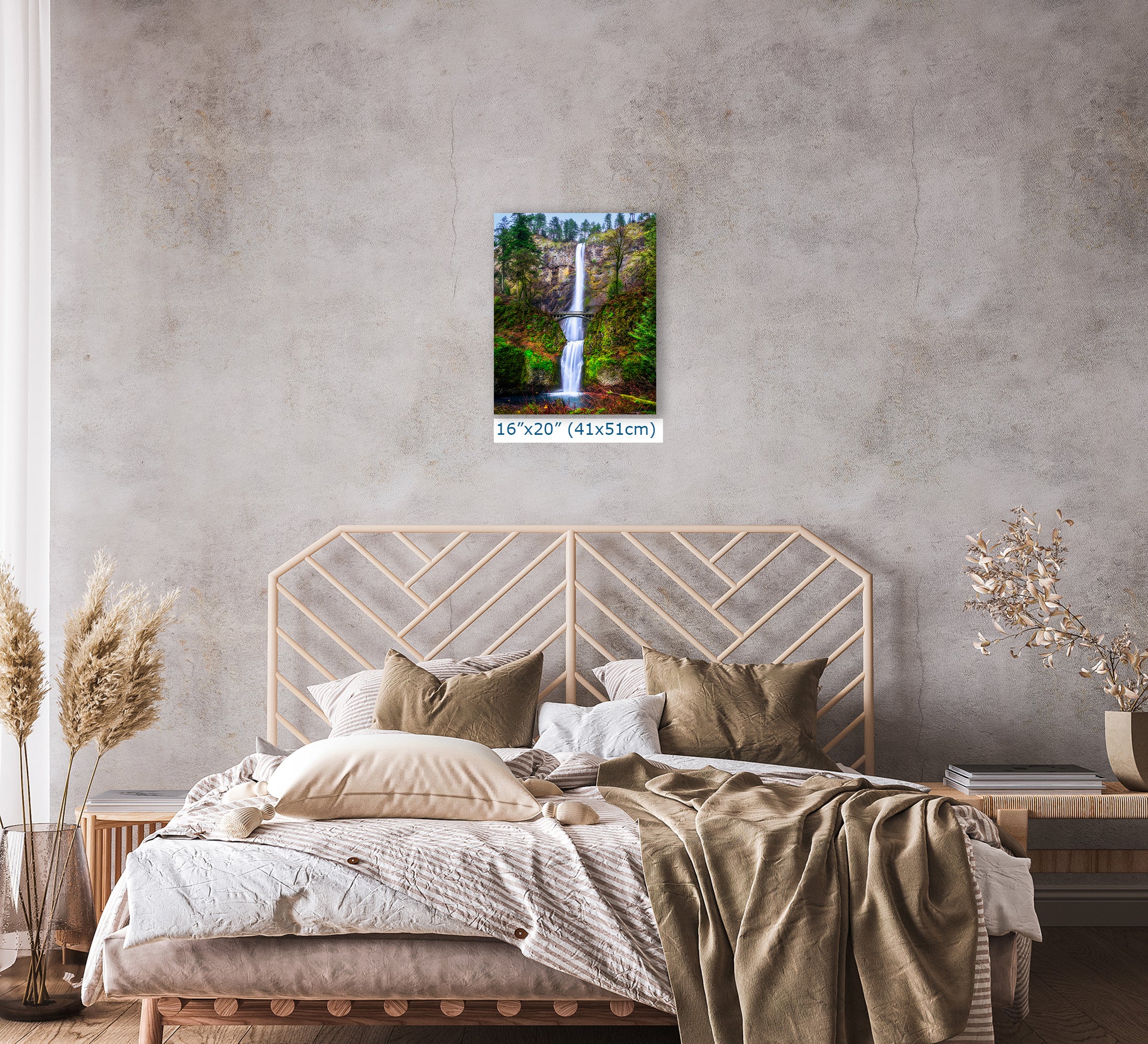 Multnomah Waterfall Picture Nature Photo Wall Art, Pacific Northwest Oregon Relaxation Artwork