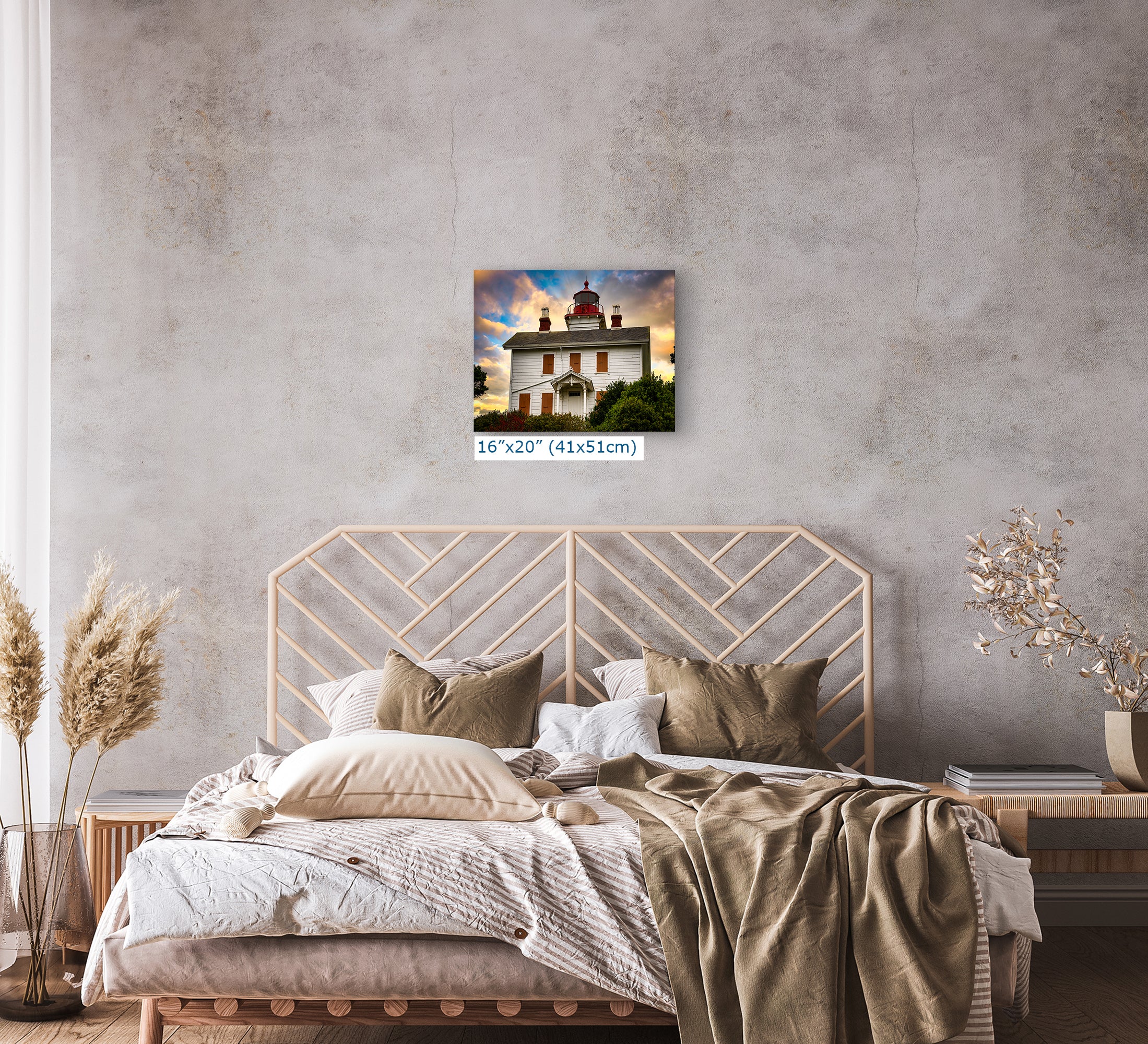 Yaquina Bay Lighthouse Picture, Oregon Coast Ocean Picture, Pacific Northwest Beach Photo Wall Art for Office and Relaxation