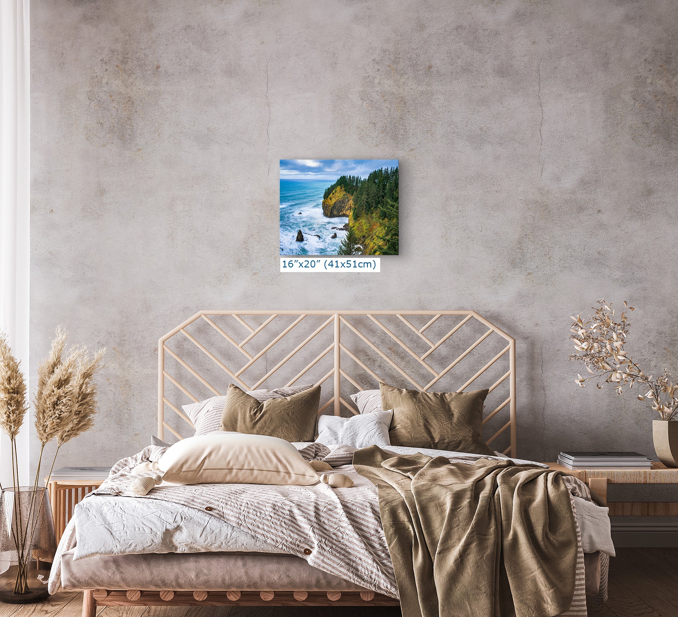 Oregon Coast Ocean Picture, Pacific Northwest Coastline Nature Photo Relaxation Artwork for Meditation, Apartment, Office & House Decor