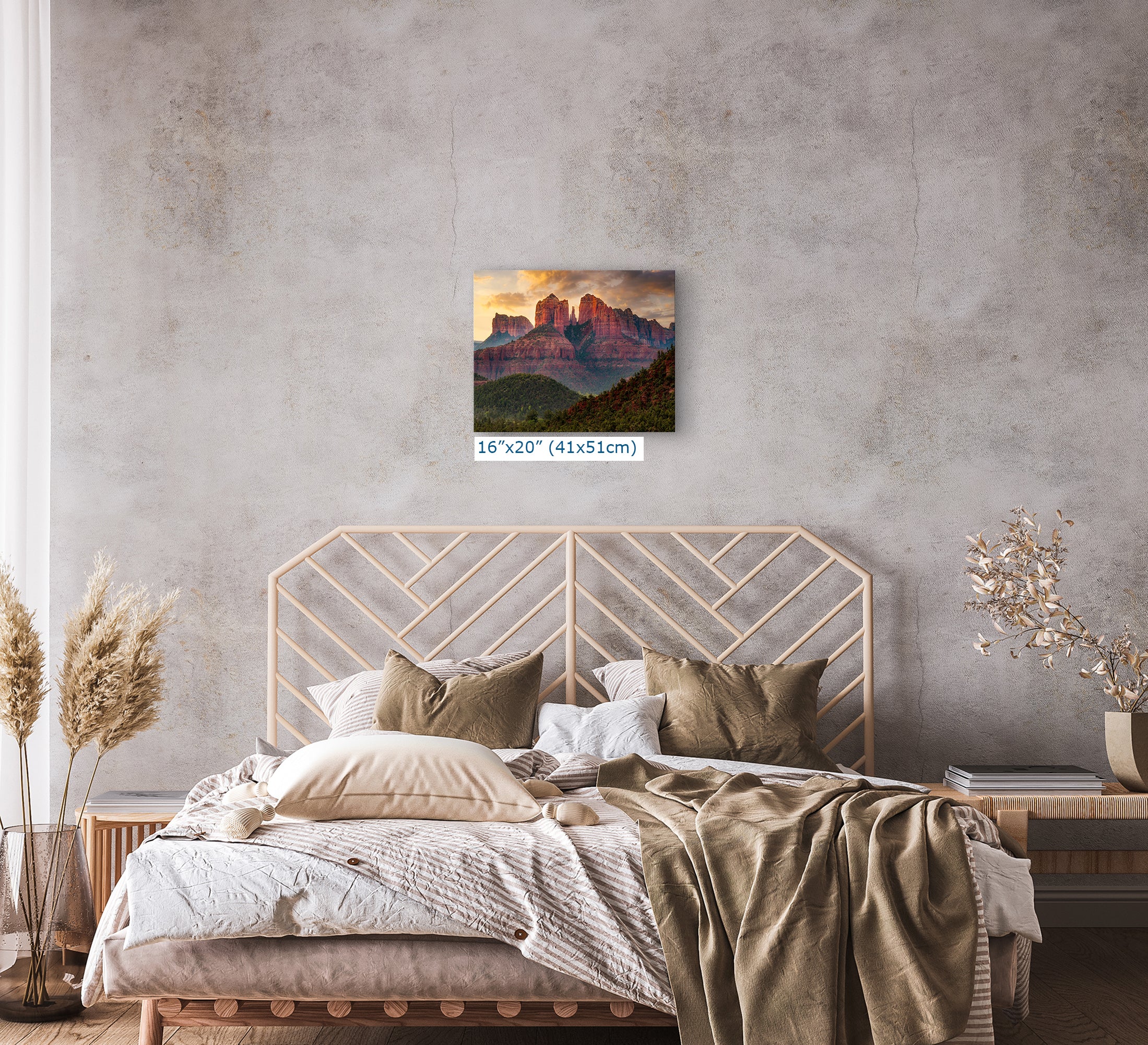 Cathedral Rock, Moody Sedona Arizona Desert Picture Nature Photo Relaxation Artwork for Meditation, Office, and House Decor