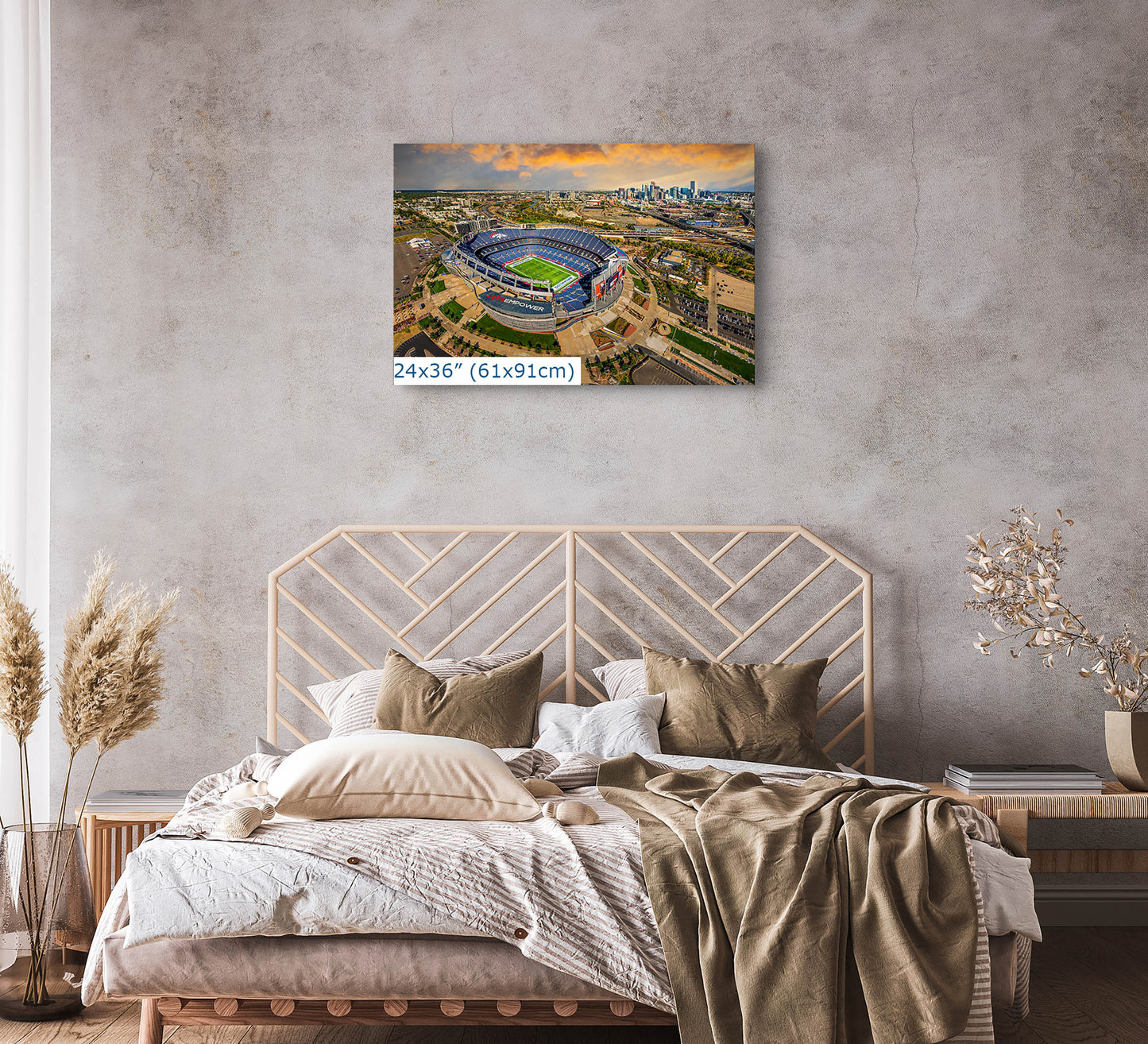 Denver Broncos Football Stadium | Mile High Stadium Denver Colorado Skyline Print | Sports Decor, Man Cave Art