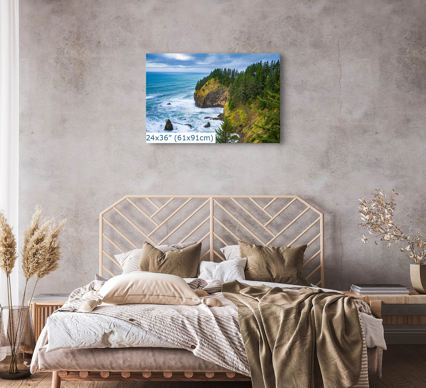 Oregon Coast Ocean Picture, Pacific Northwest Coastline Nature Photo Relaxation Artwork for Meditation, Apartment, Office & House Décor