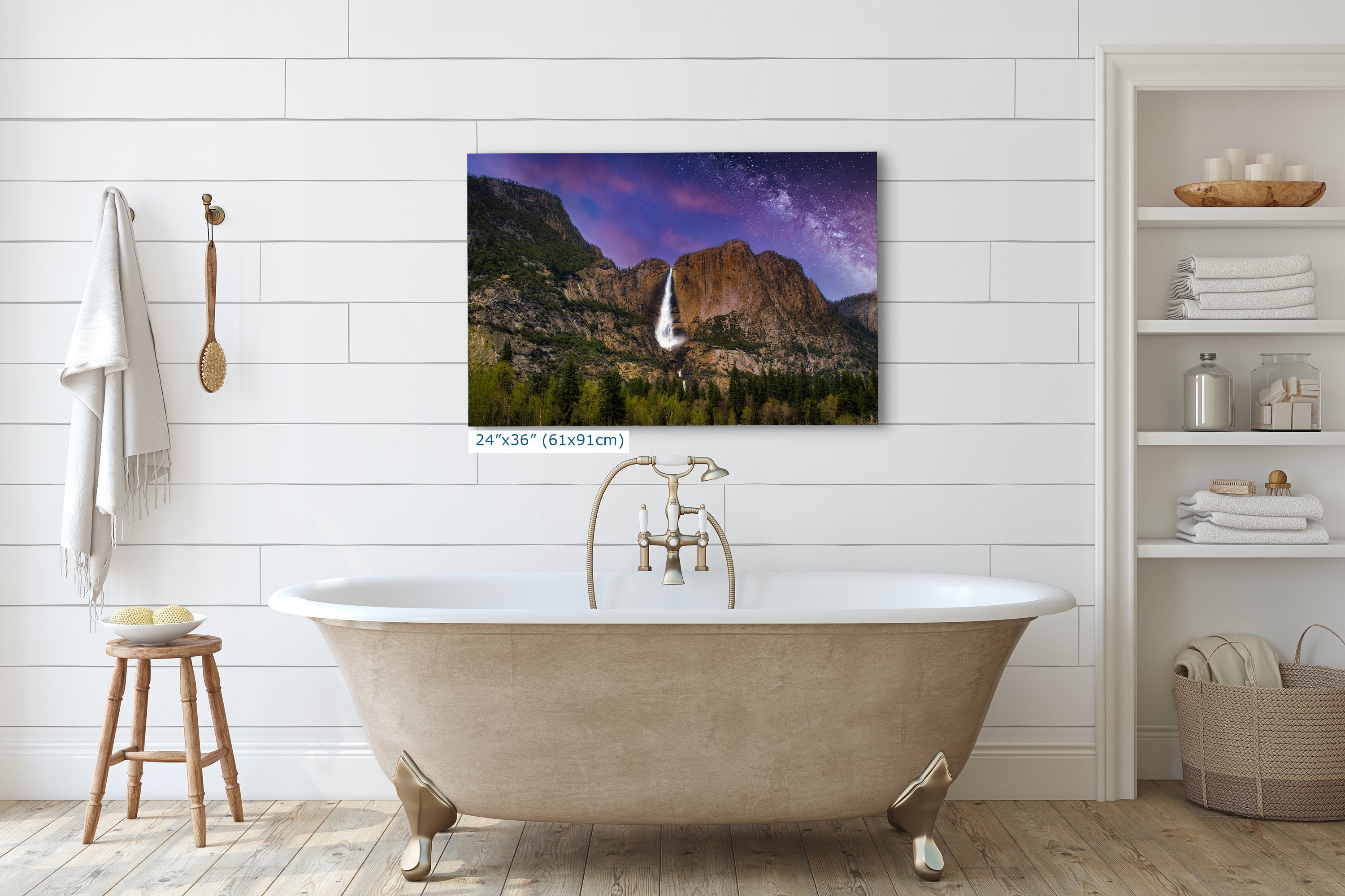 Yosemite National Park Waterfall Picture Nature Photo Relaxation Artwork, Yosemite Falls for Meditation, Office, Apartment, and House Decor