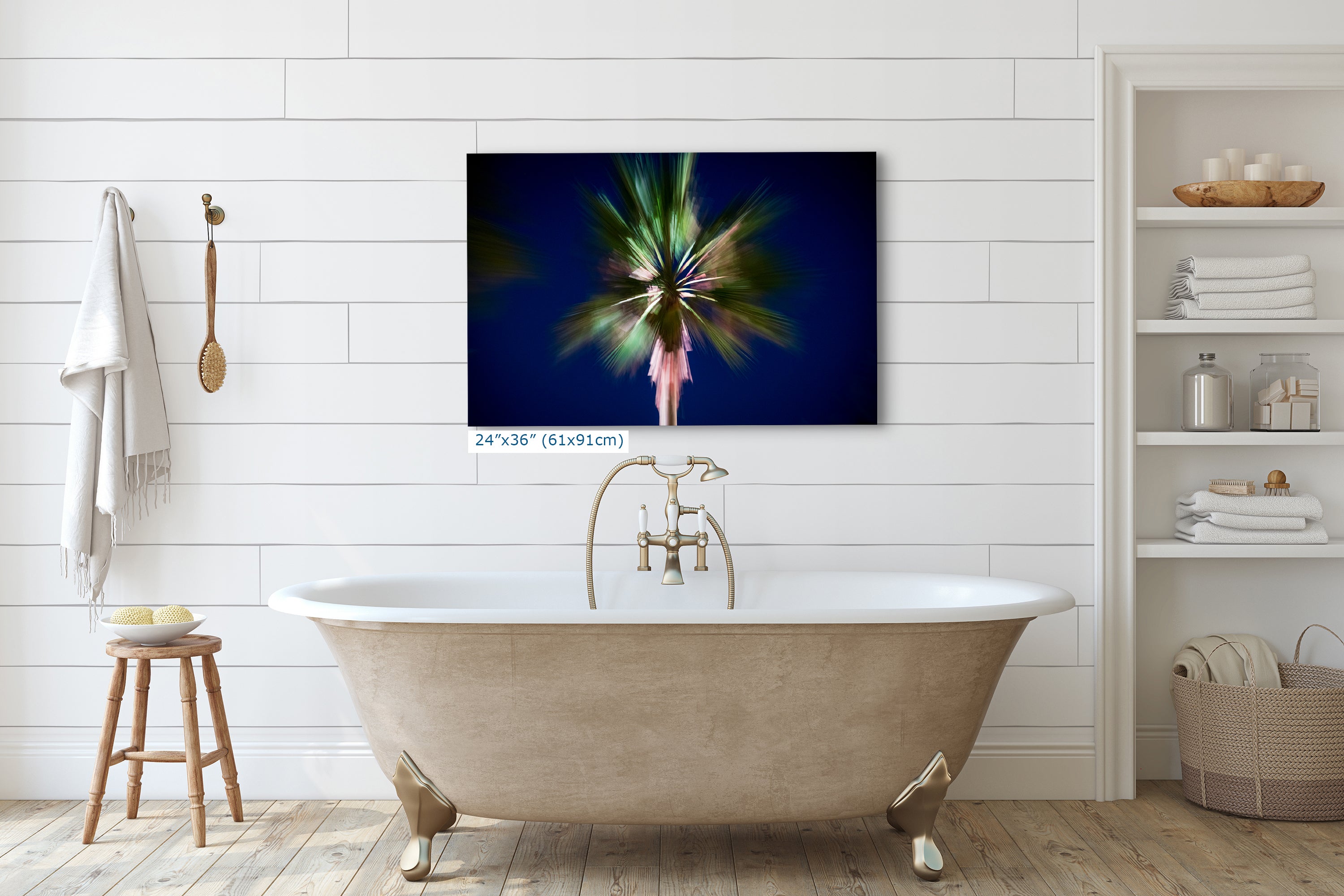 Palm Tree Forest Picture Impressionist Art Nature Photo Relaxation Artwork | Bohemian Style for Meditation, Office, & House Decor