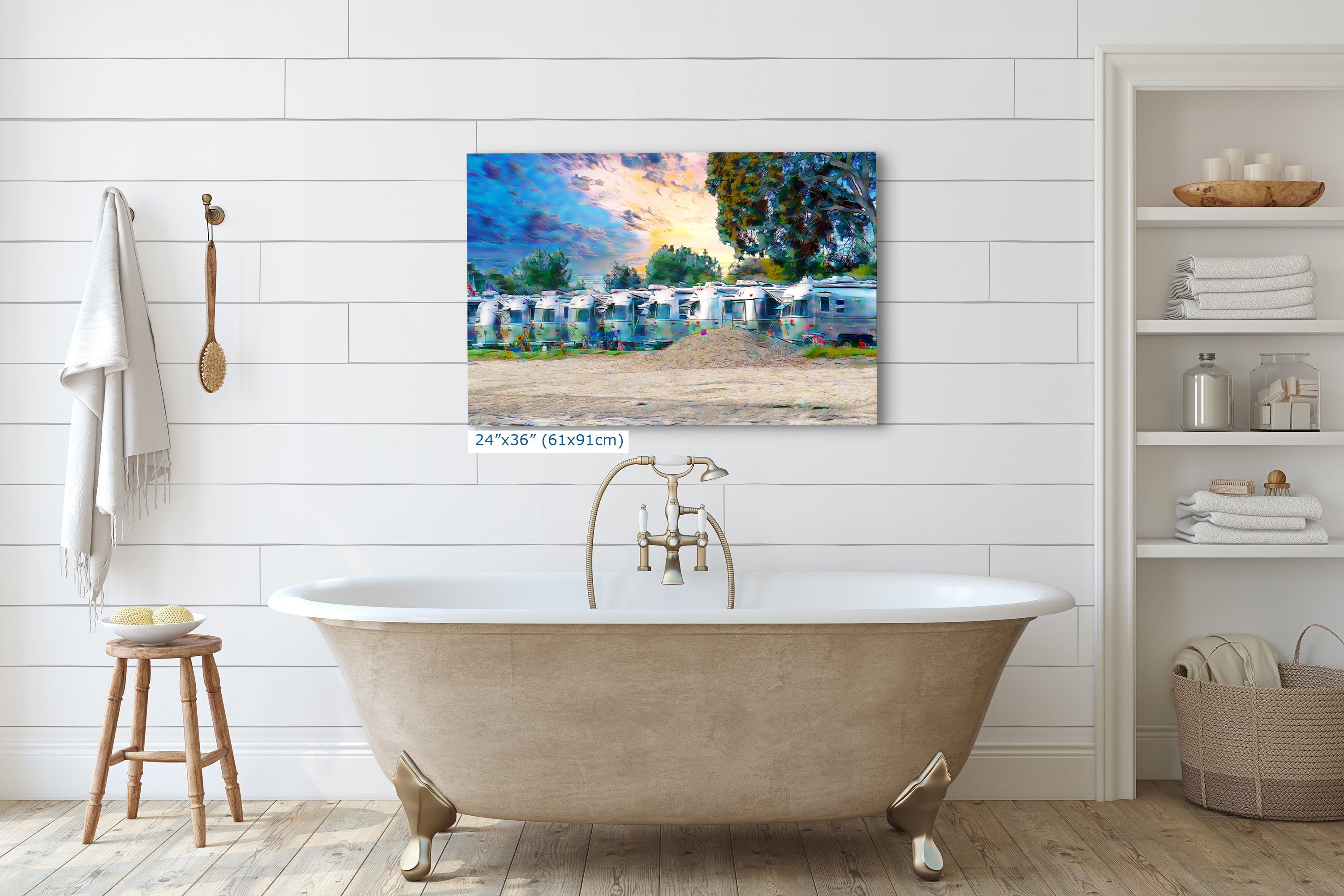 Airstream Trailer Beach Art Camping Decoration