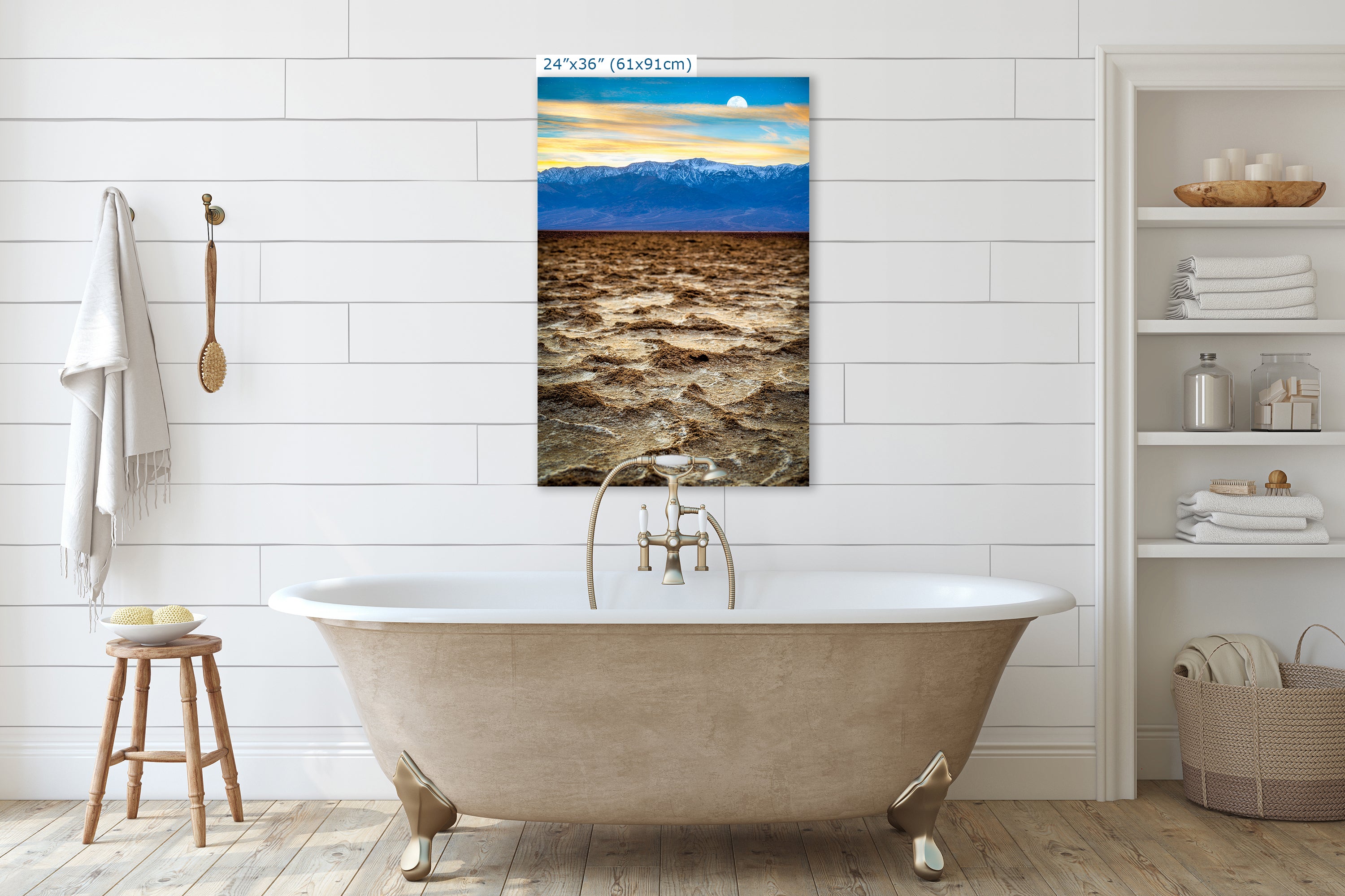 Death Valley National Park California Desert Picture Nature Photo, Badwater Basin Salt Flats and Telescope Peak Sunset Photo for House Decor