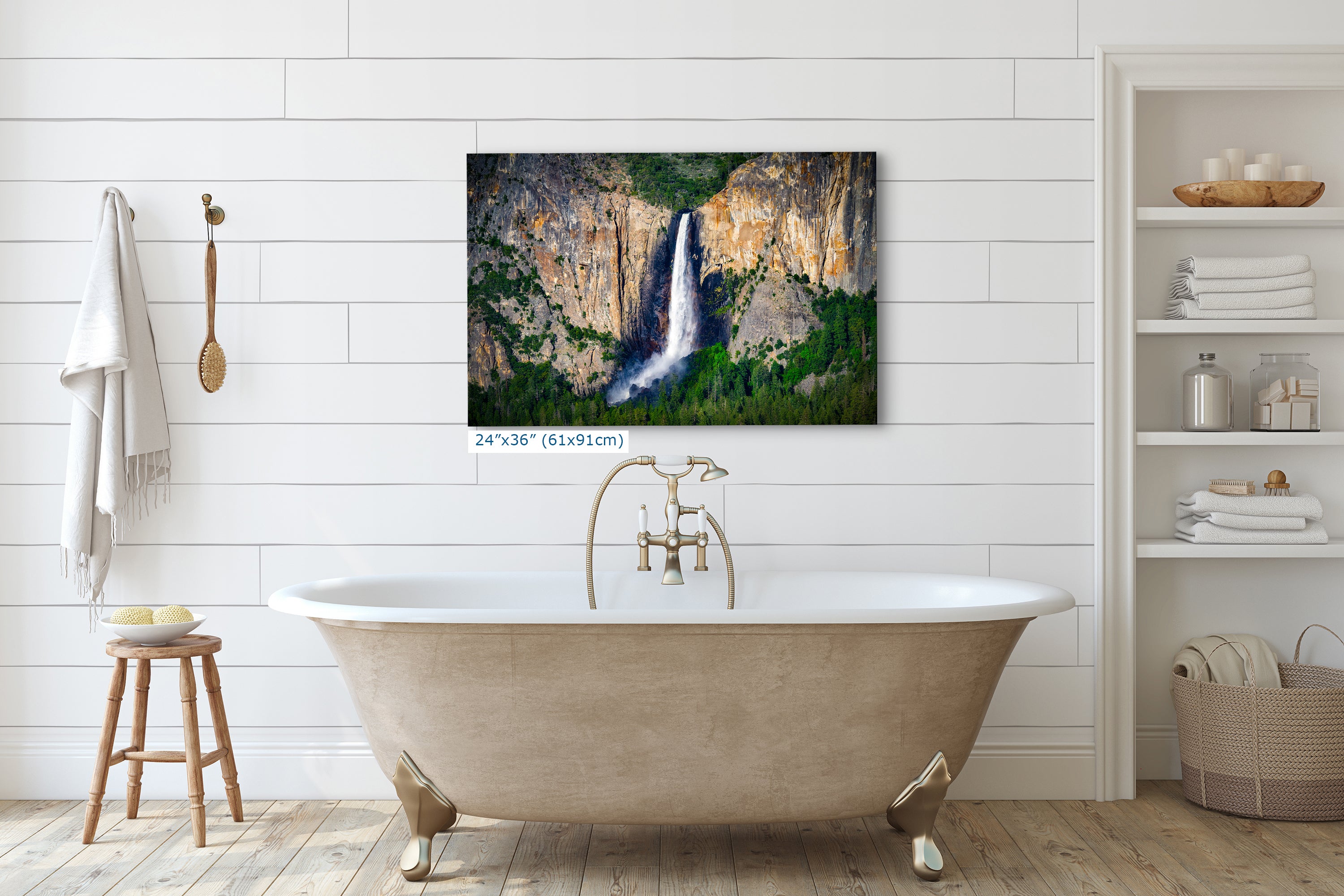 Bridalveil Falls Yosemite National Park Nature Photo Close Up, Relaxation Artwork Waterfall Picture for Meditation, Dorm Room, Office, and House Decor