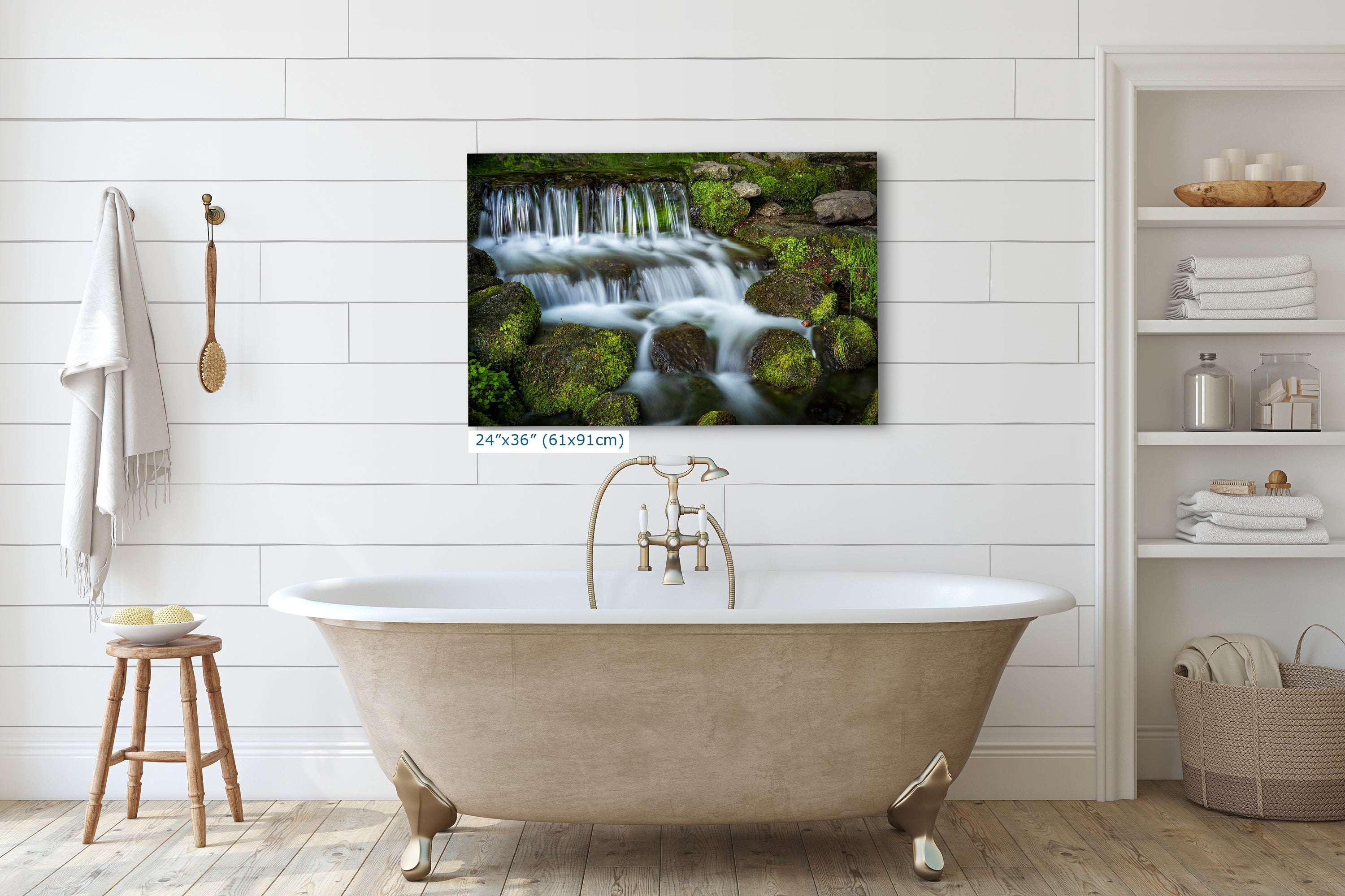 Yosemite National Park Cascading Waterfall Picture Nature Photo Relaxation Artwork for Meditation, Office, Apartment, and House Decor