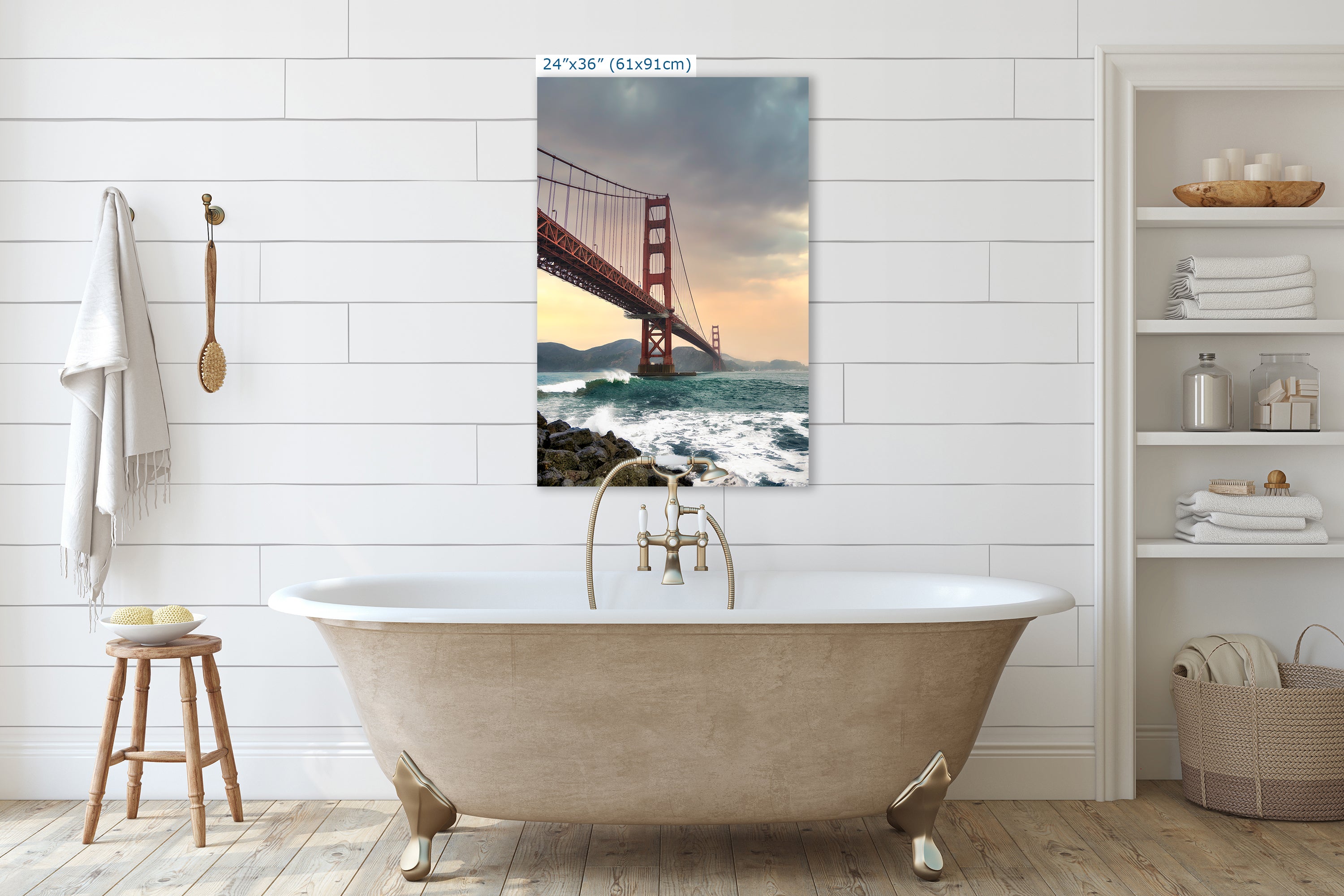 San Francisco Golden Gate Bridge Picture - California Coastline Giant Canvas Print for House Decor & Housewarming