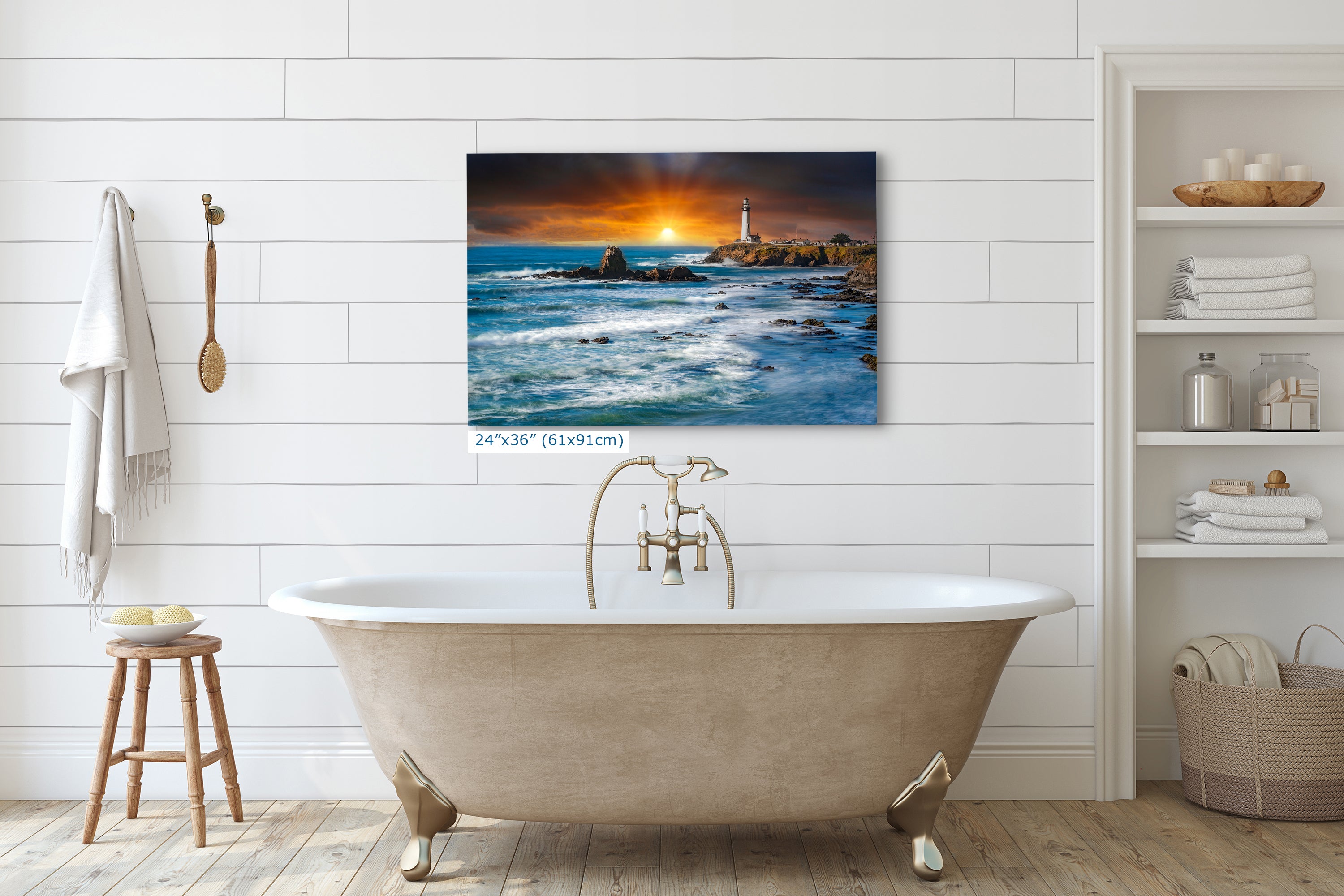 Pigeon Point Lighthouse Picture, California Coastline Ocean Picture, Relaxation Artwork Nature Photo for Meditation, Office, and House Decor