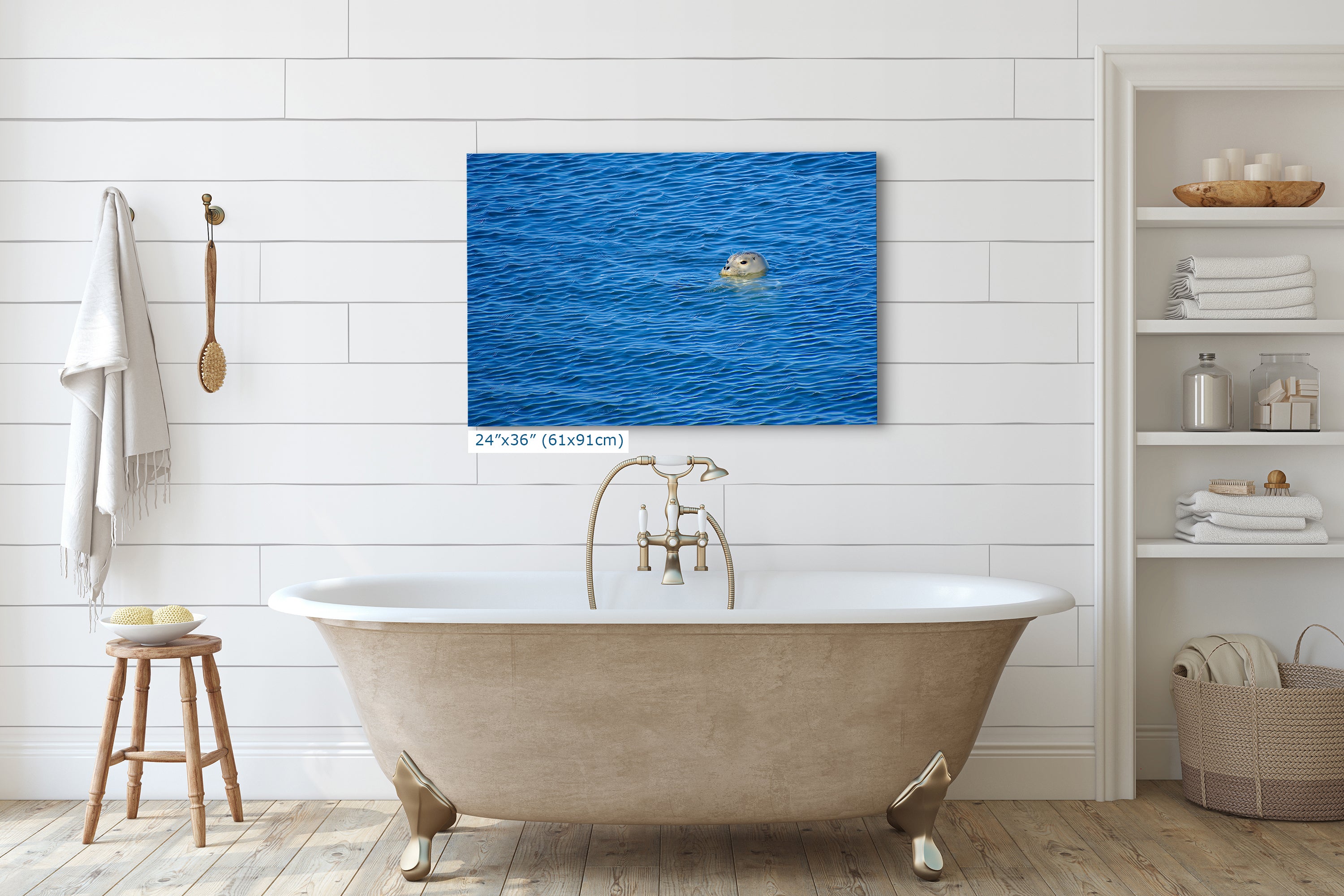 Seal Print Marine Mammal Wildlife Photography, Ocean Picture Relaxation Artwork Nature Photo