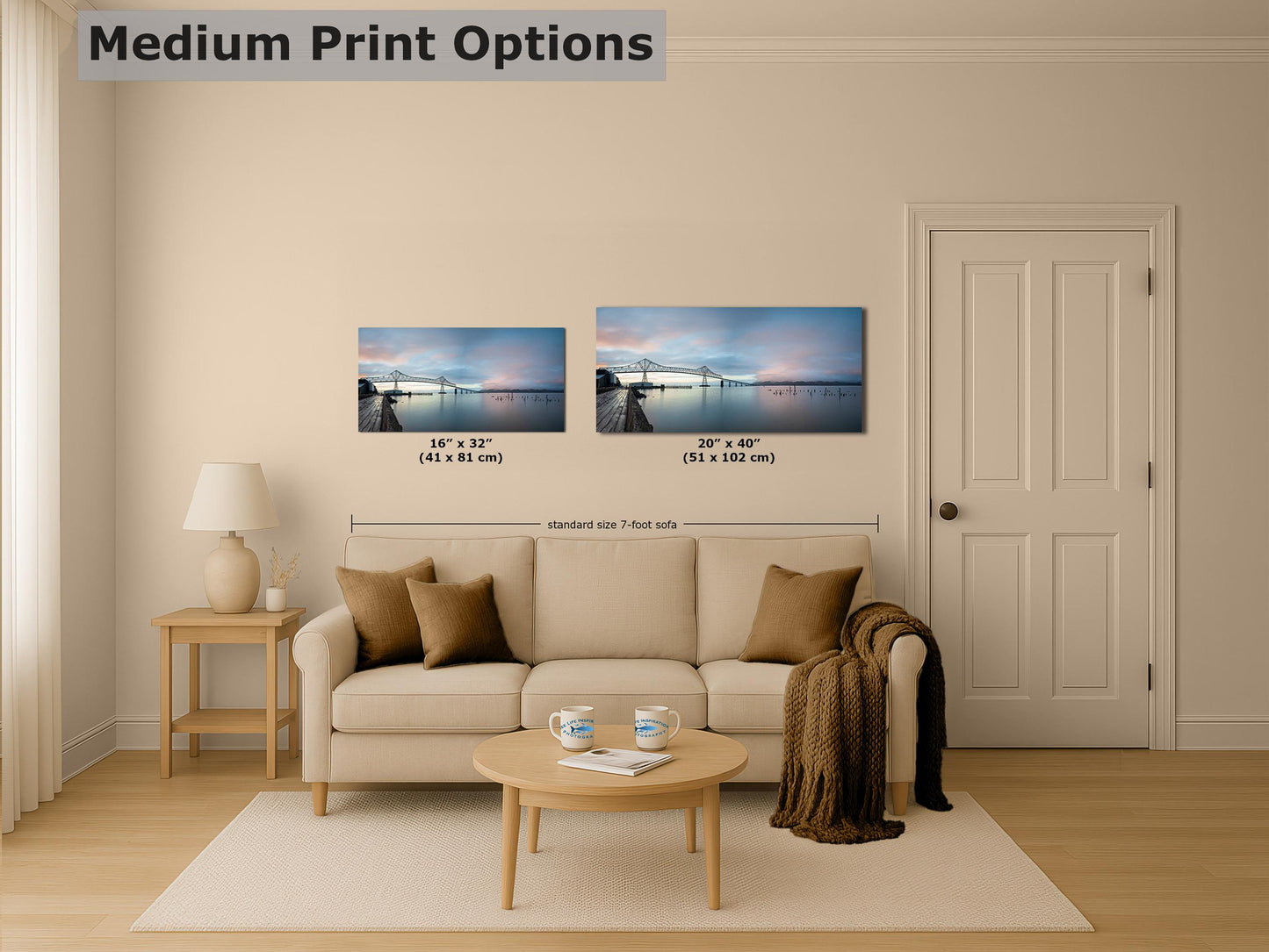 Astoria-Megler Bridge Picture, Oregon Coast Ocean Picture, Pacific Northwest Relaxation Decor for Meditation, Office, and House Decor