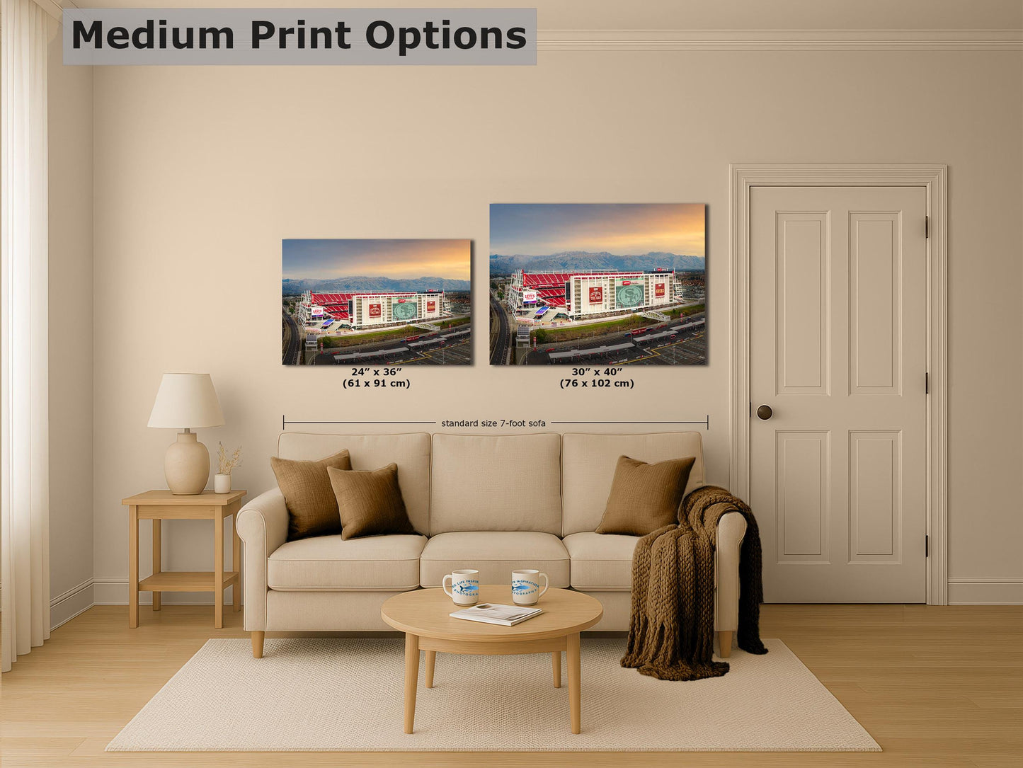 San Francisco 49ers Football Stadium | Levi’s Stadium Bay Area NFL Fan Wall Art | Gold & Red NFL Decor for Man Cave, Office, Dorm Room