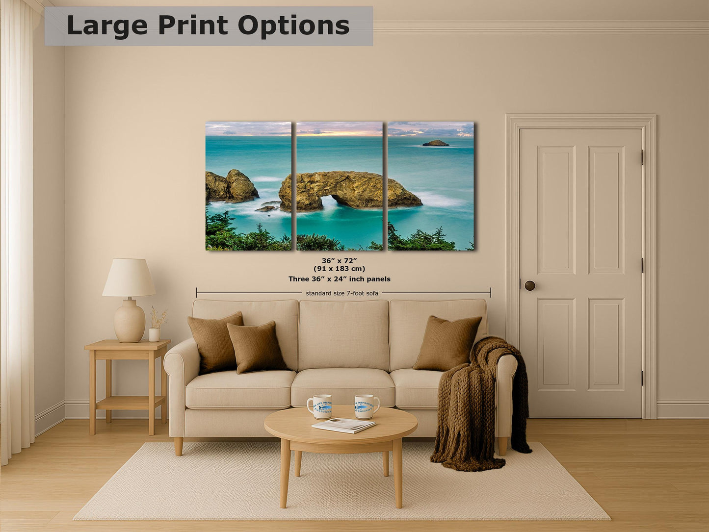 Sea Arch Oregon Coast Ocean Picture, Pacific Northwest Nature Photo Relaxation Artwork for Meditation, Apartment, Office & House Décor