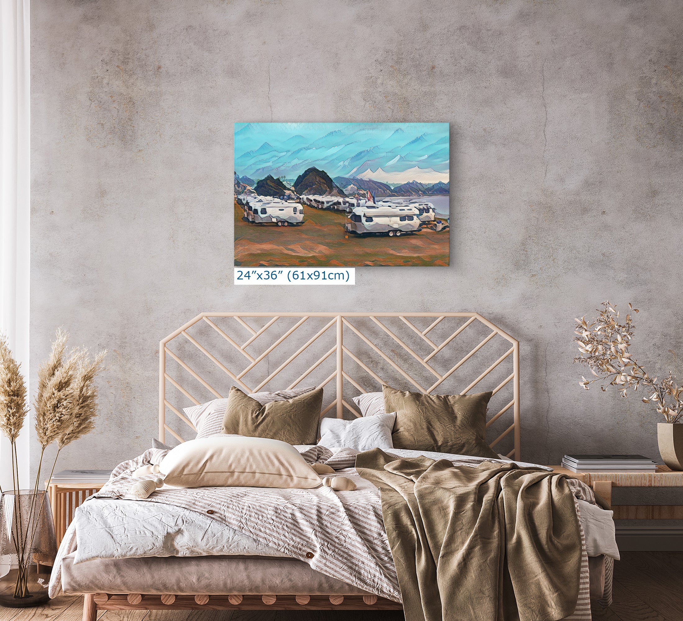 Airstream Travel Trailer with Mountainscape Camping Decoration