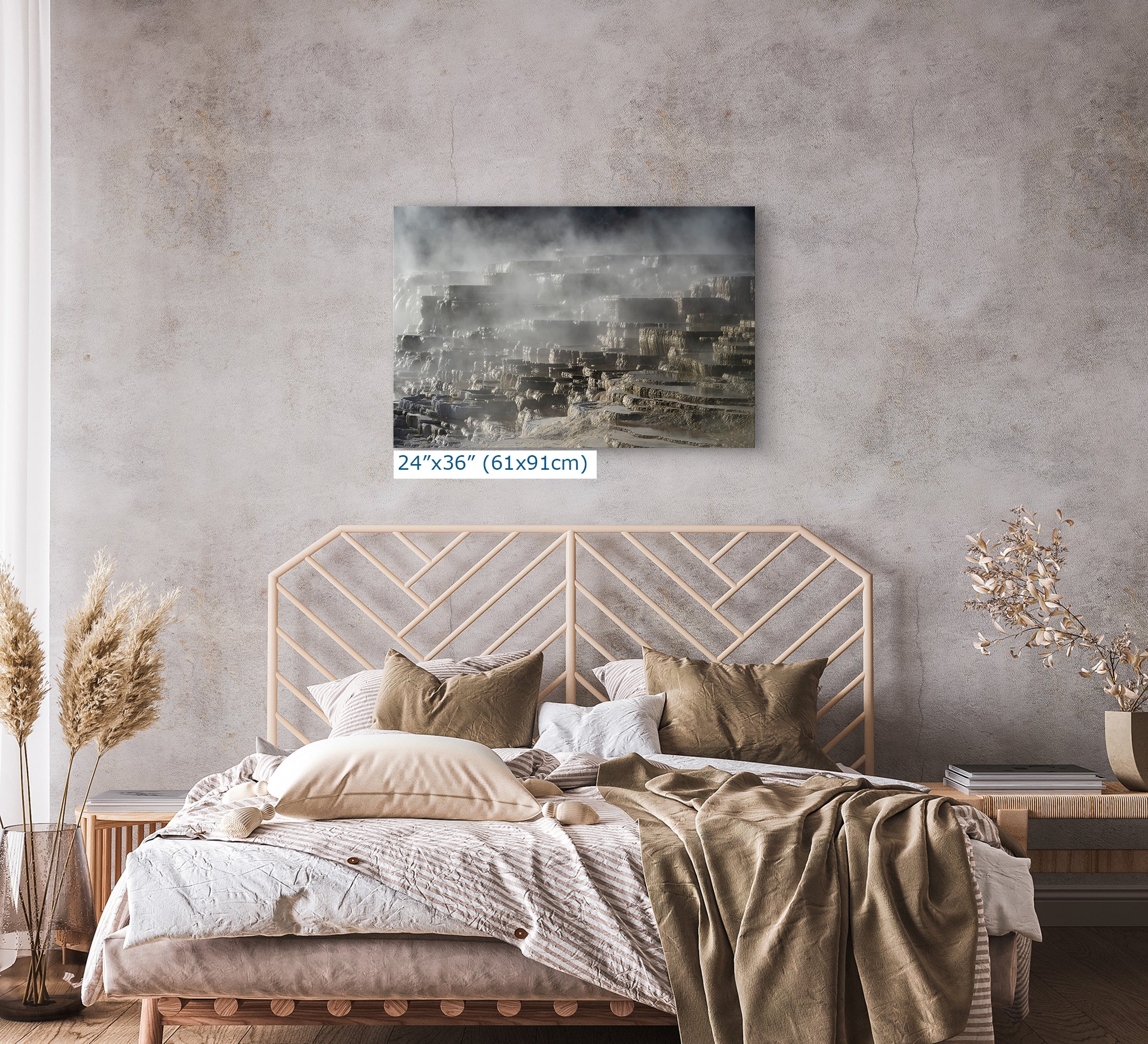 Mammoth Hot Springs Yellowstone National Park Nature Photo | Wyoming Mountain Picture Relaxation Artwork for Meditation or House Decor