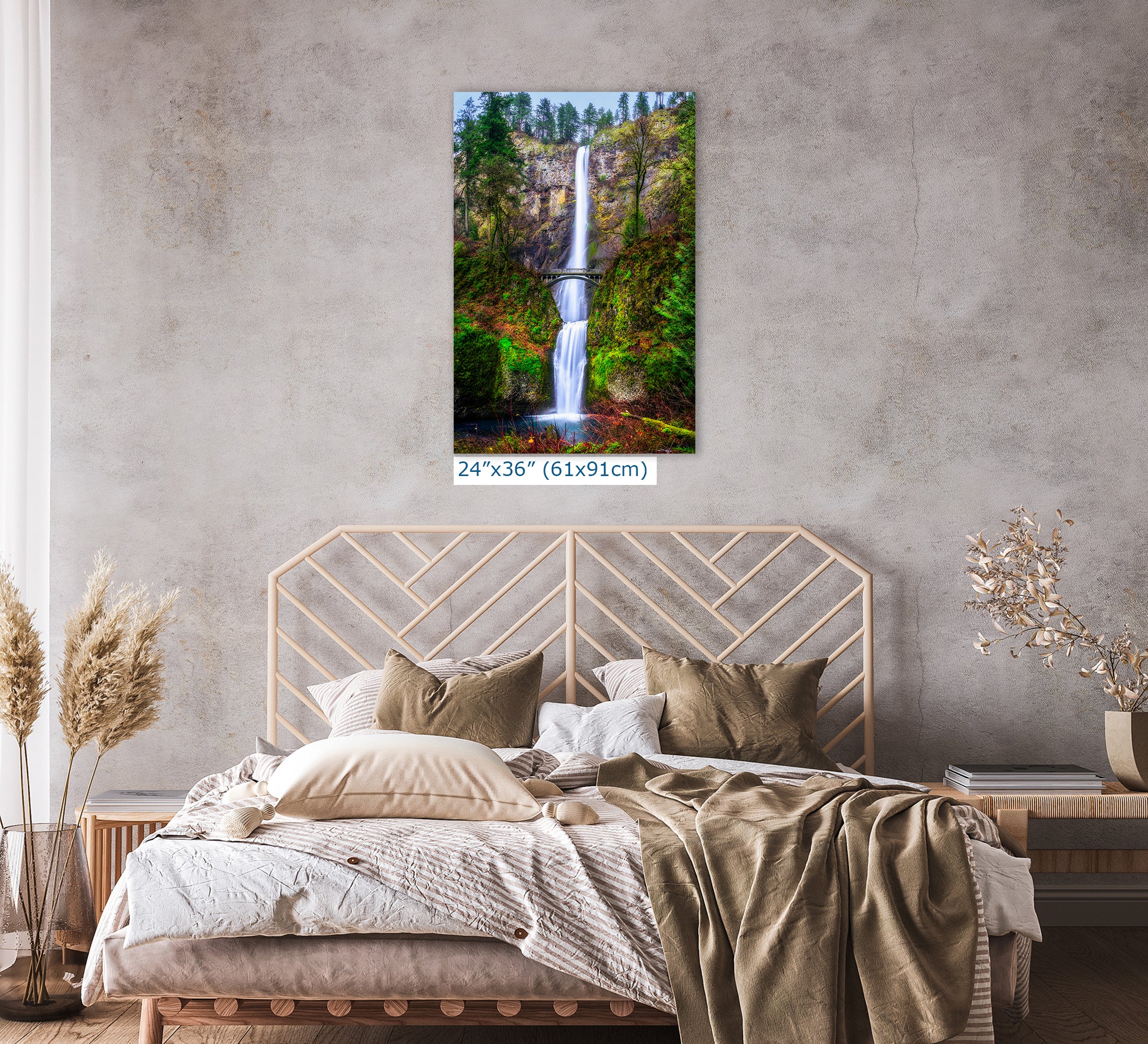 Multnomah Waterfall Picture Nature Photo Wall Art, Pacific Northwest Oregon Relaxation Artwork