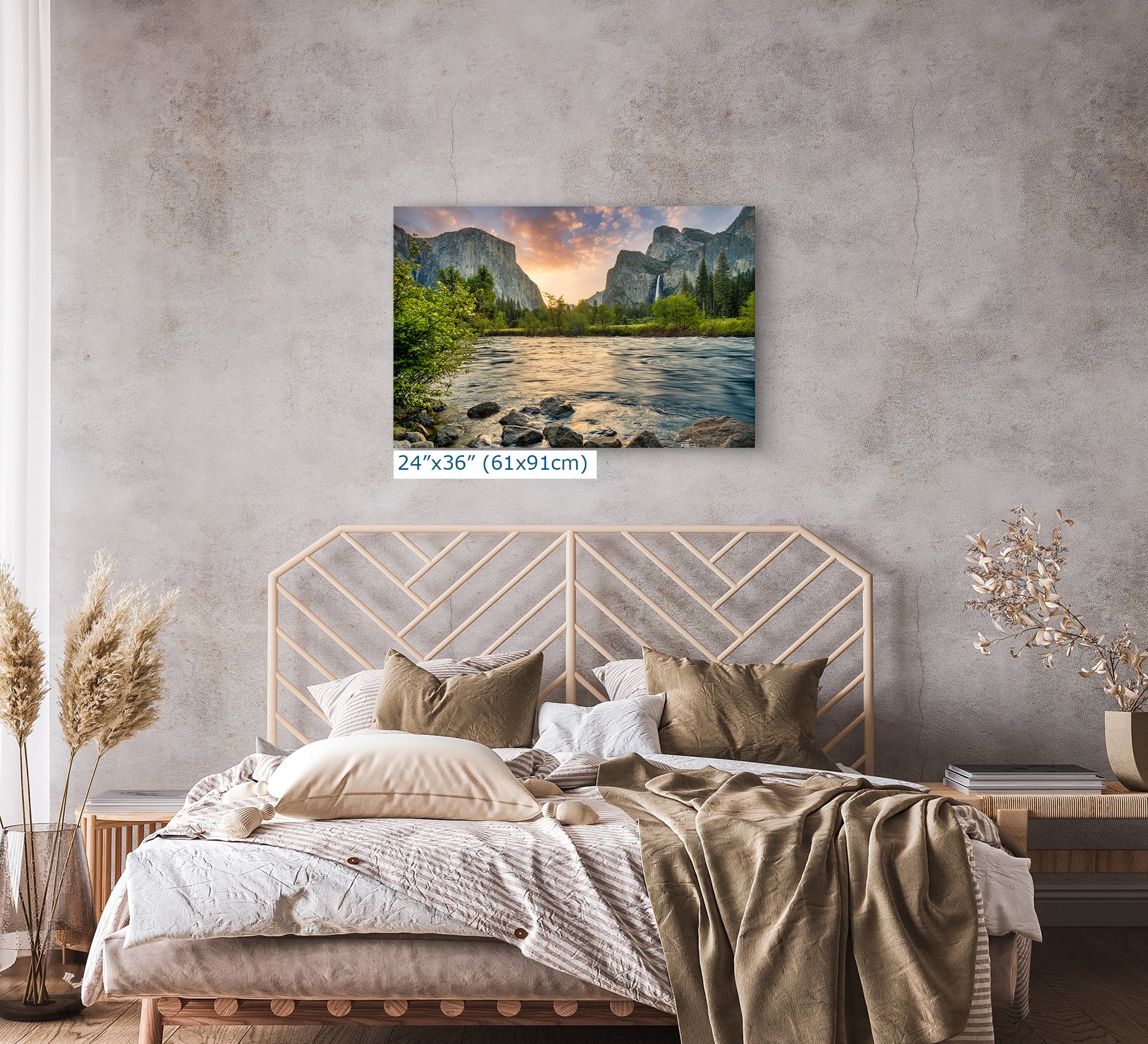 Yosemite National Park Mountain Picture Nature Photo Relaxation Artwork with El Capitan, Bridalveil Falls for Mediation & House Decor