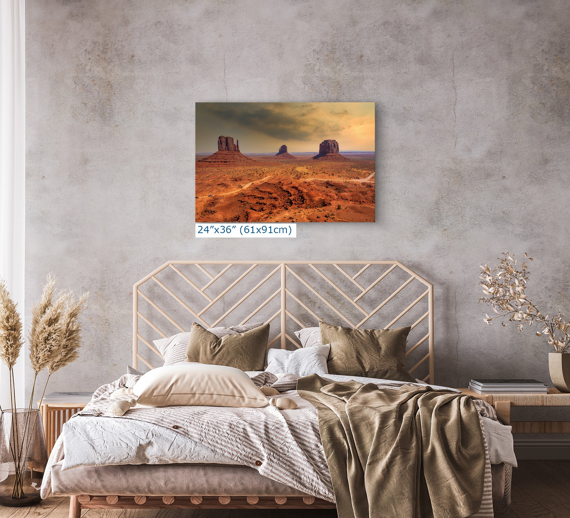Monument Valley Arizona Desert Picture Stormy Nature Photo, Bohemian Style Relaxation Artwork for Meditation, Apartment, Office & House Decor
