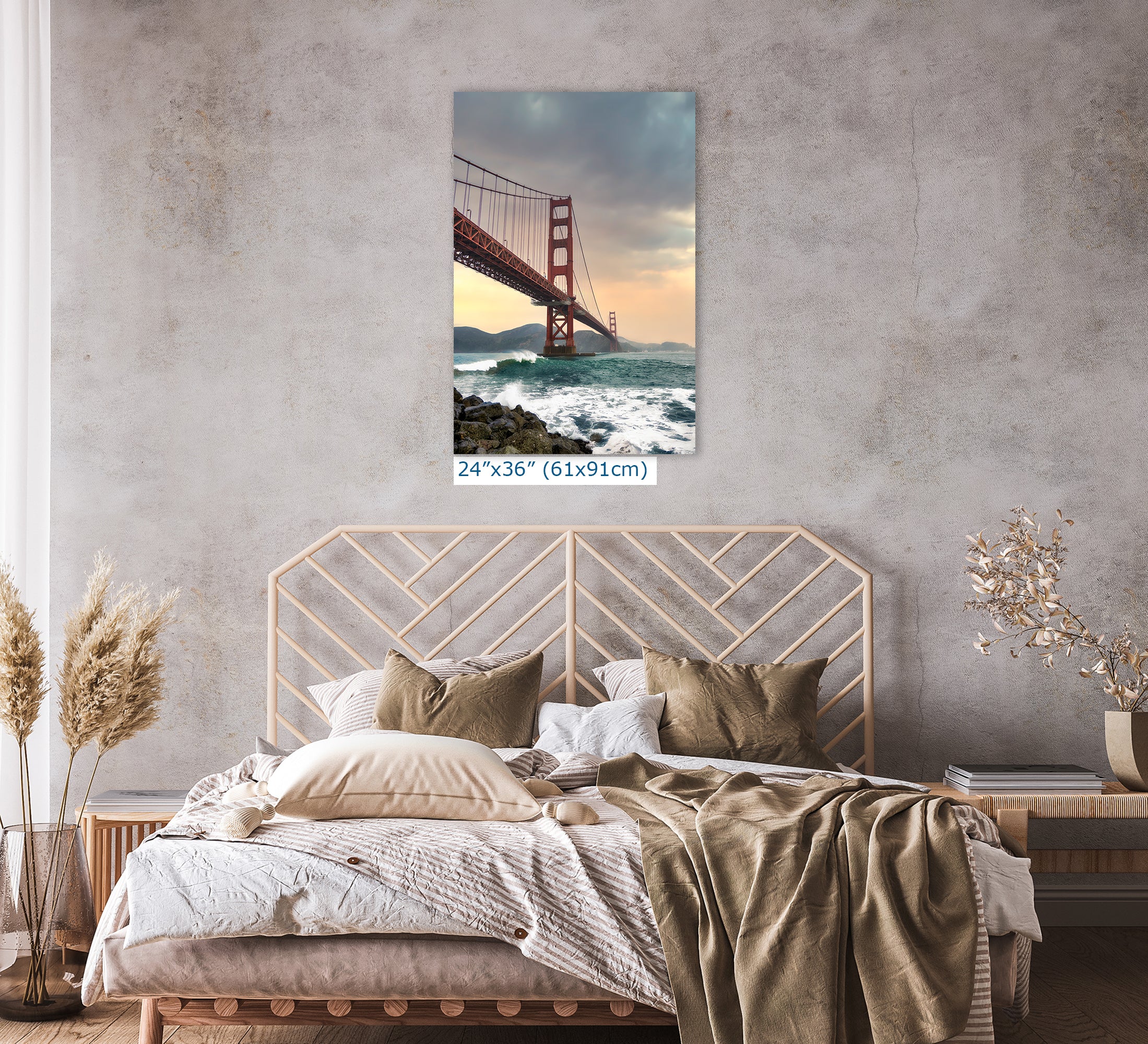 San Francisco Golden Gate Bridge Picture - California Coastline Giant Canvas Print for House Decor & Housewarming