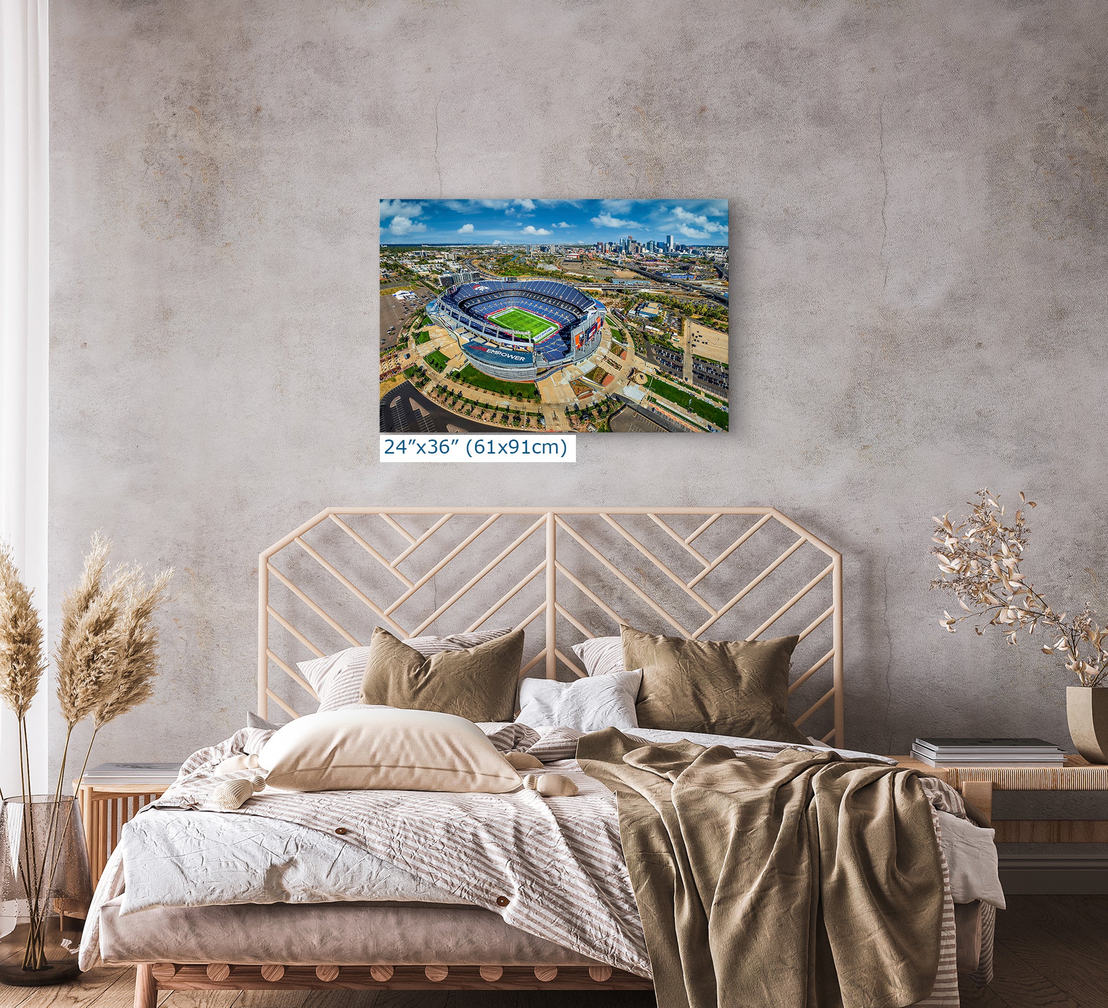 Denver Broncos Football, Mile High Stadium Denver Colorado Skyline Print Sports Decor, Man Cave Art